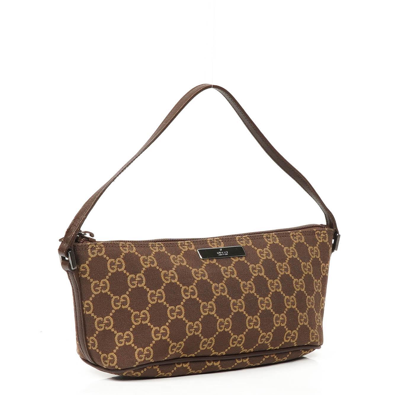 Gucci Mini Baguette GG Monogram Pochette Boat Brown/Beige Bag