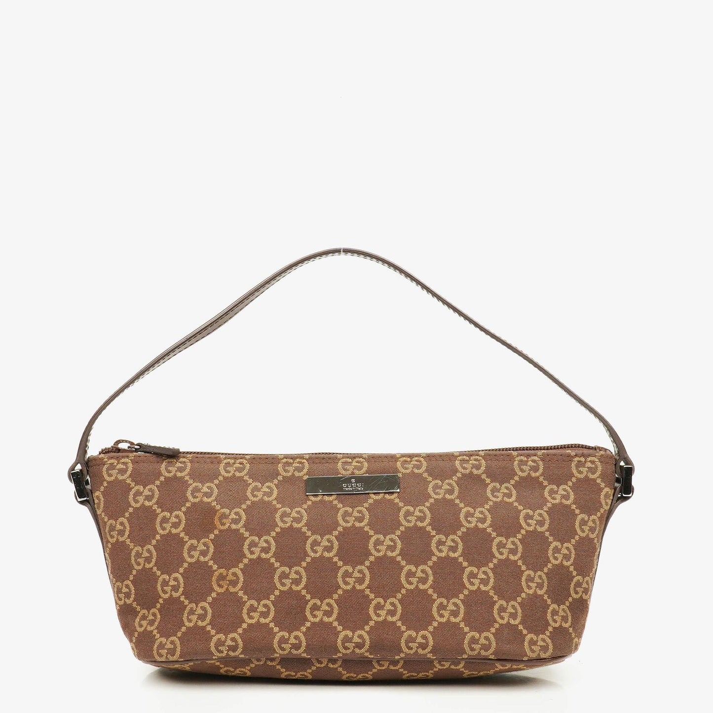 Gucci Mini Baguette Pochette Boat Beige/Brown GG Monogram Bag