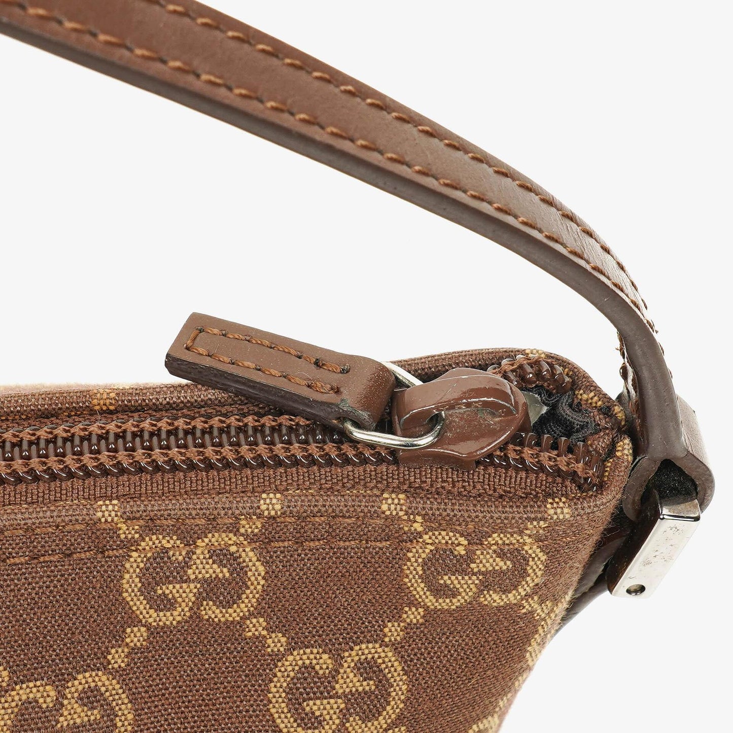 Gucci Mini Baguette Pochette Boat Beige/Brown GG Monogram Bag
