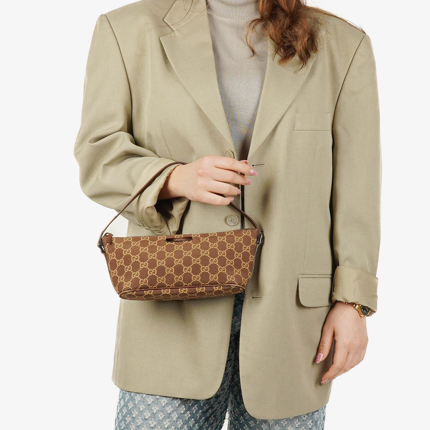 Gucci Mini Baguette Pochette Boat GG Monogram Bag