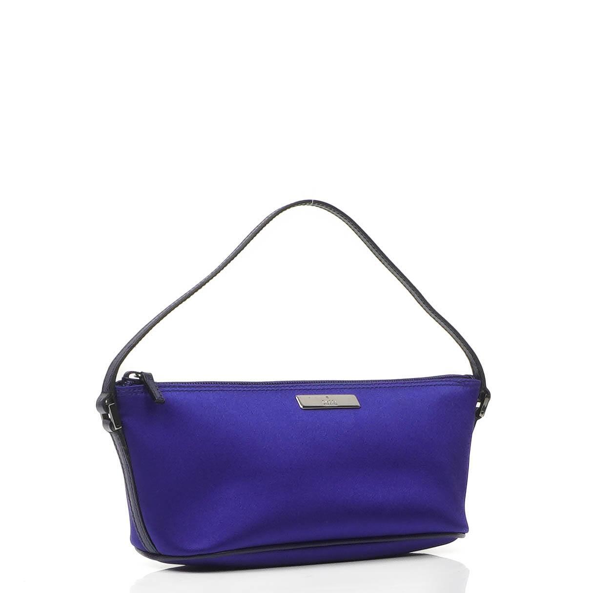 Gucci Mini Baguette Satin Pochette Boat Blue Bag