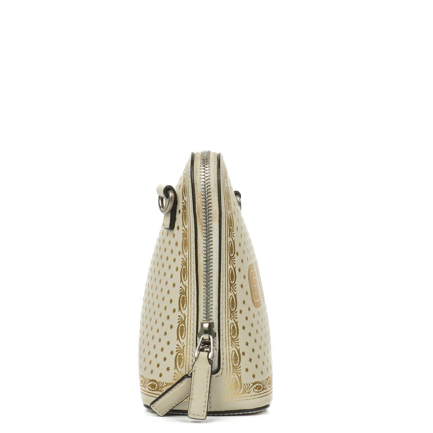 Gucci Mini Guccy Moon Steller Dome Crossbody Bag In White And Gold Calfskin