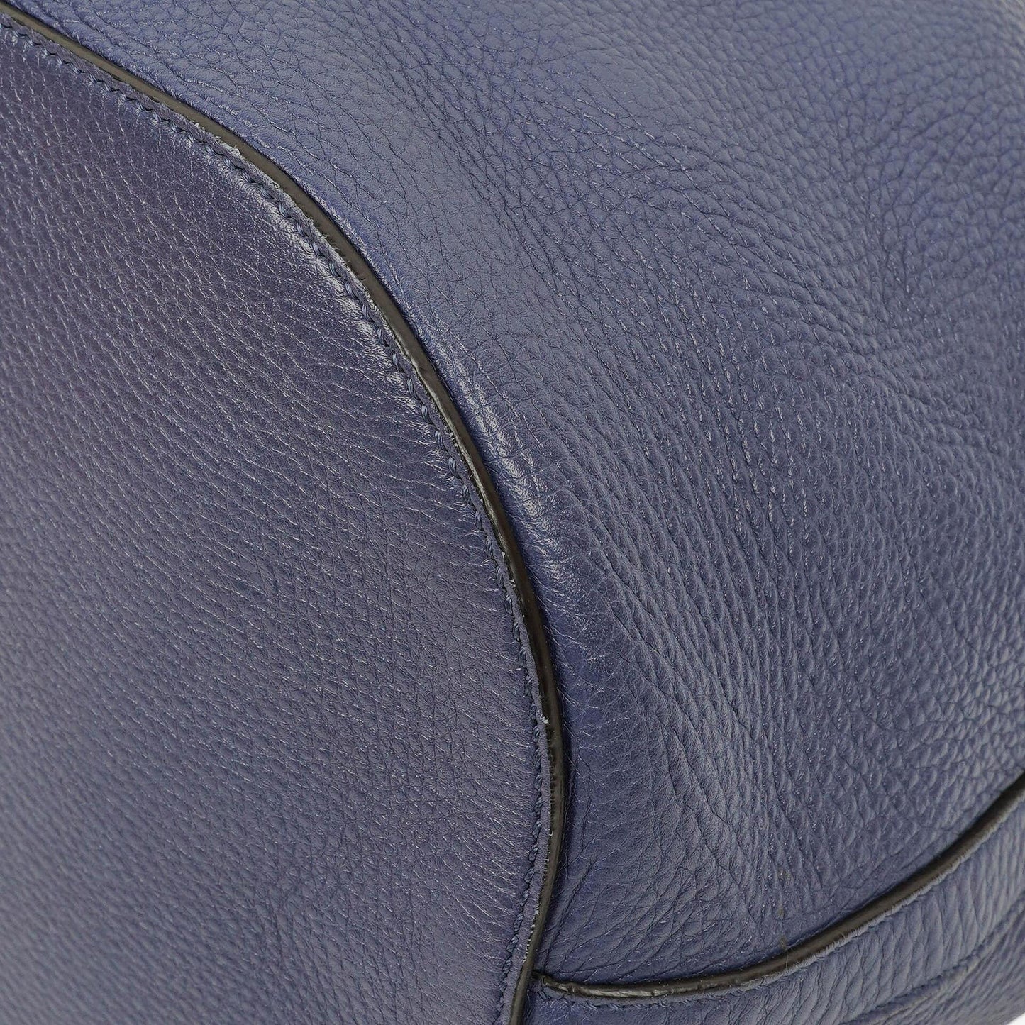 Gucci Miss Bamboo Pebbled Blue Calfskin Bucket Bag