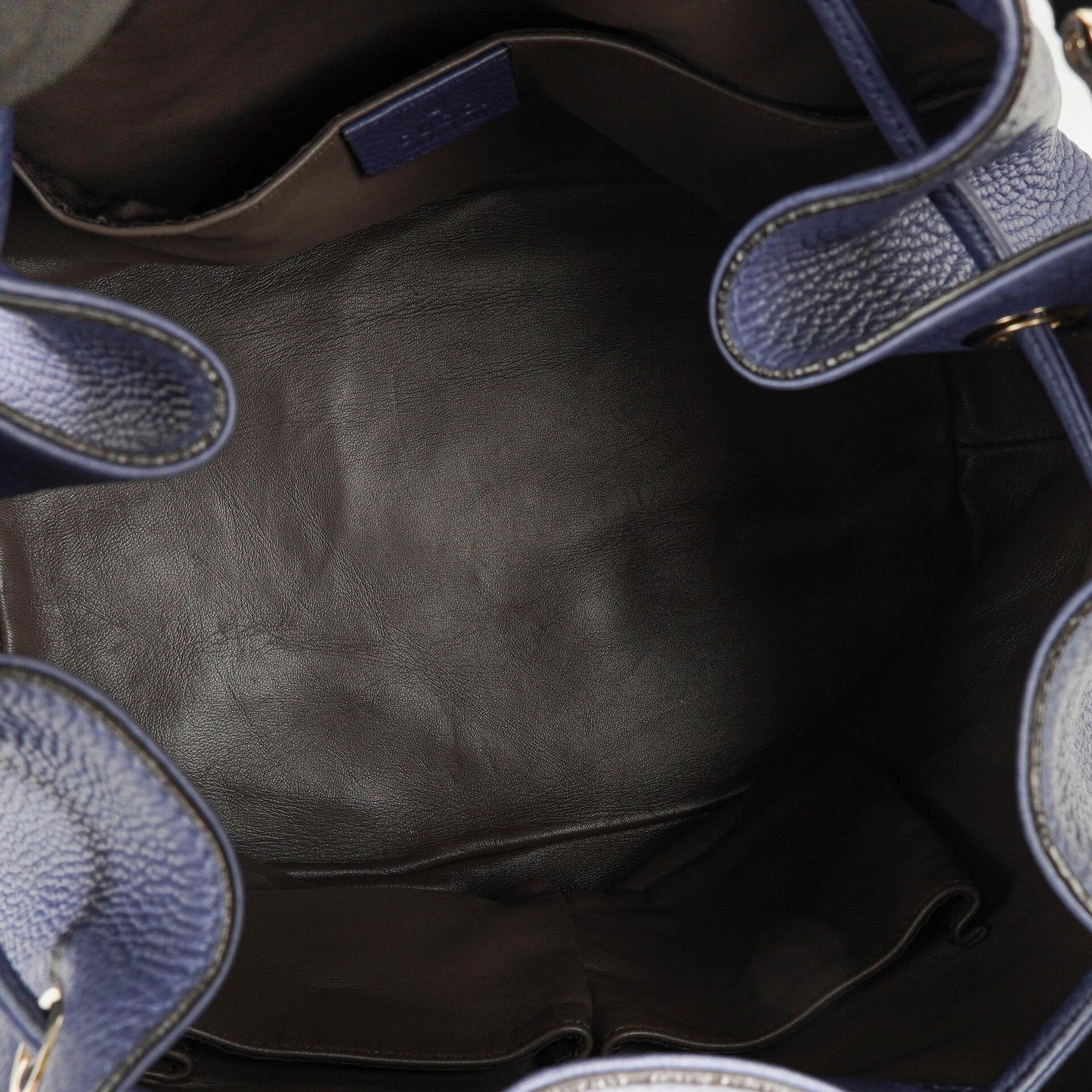 Gucci Miss Bamboo Pebbled Blue Calfskin Bucket Bag