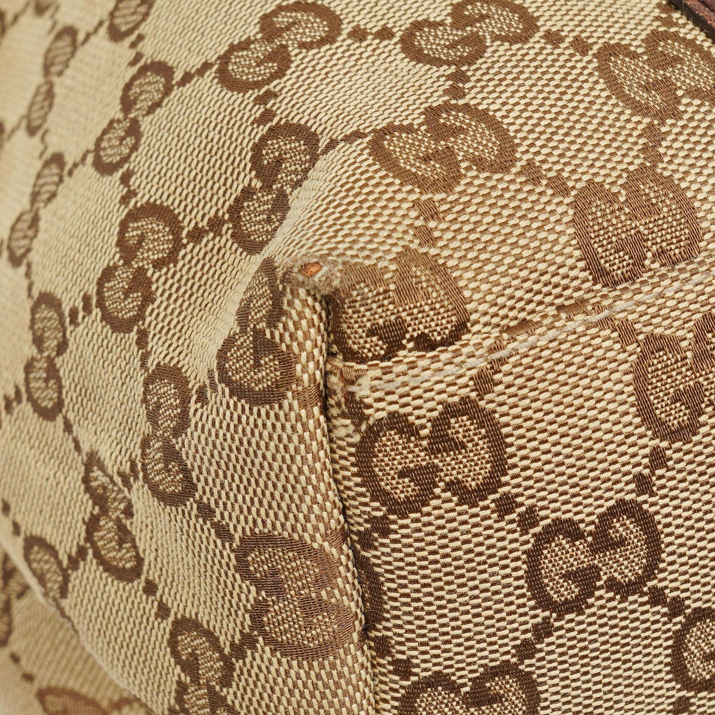 Gucci Monogram Bamboo Braided Handles Bag