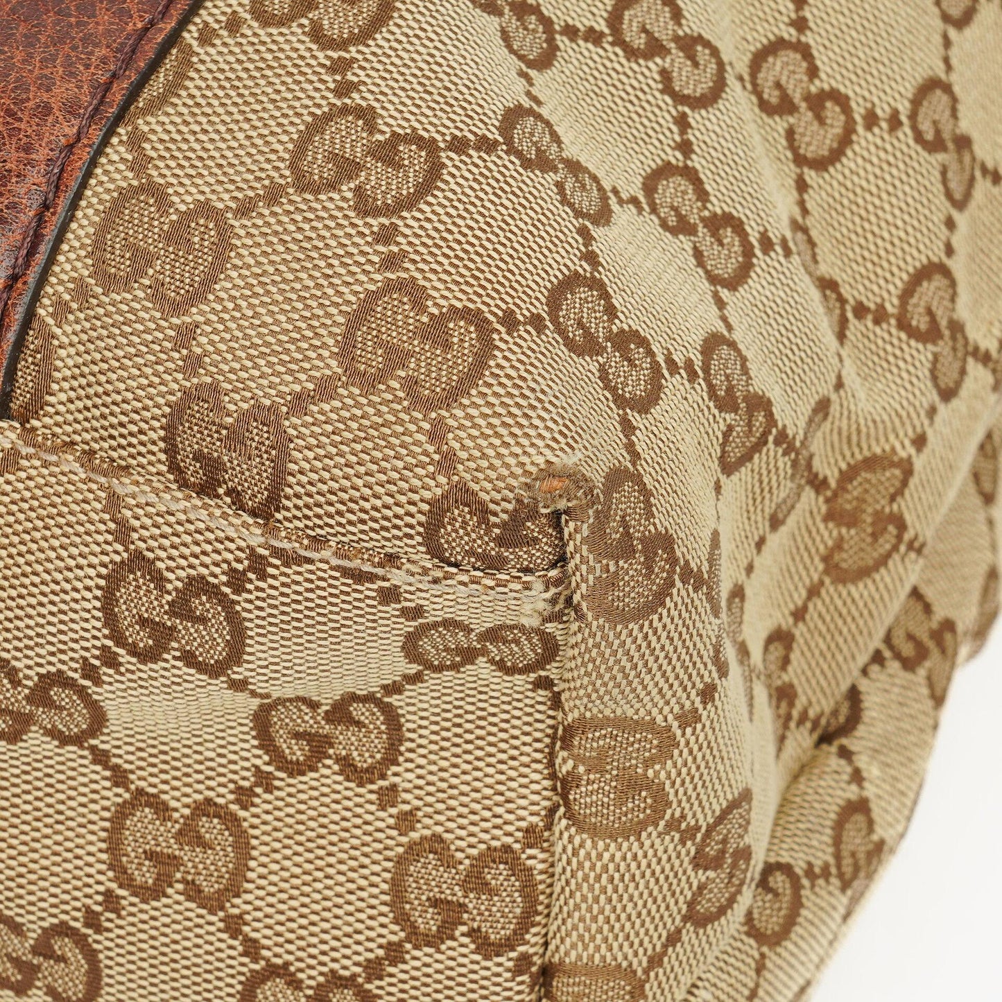 Gucci Monogram Bamboo Braided Handles Bag