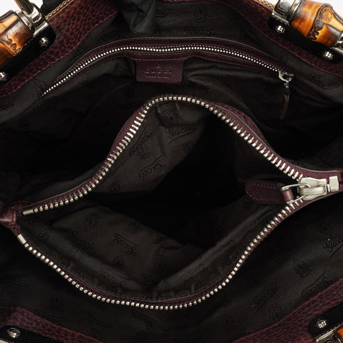 Gucci Monogram Bamboo Braided Handles Bag