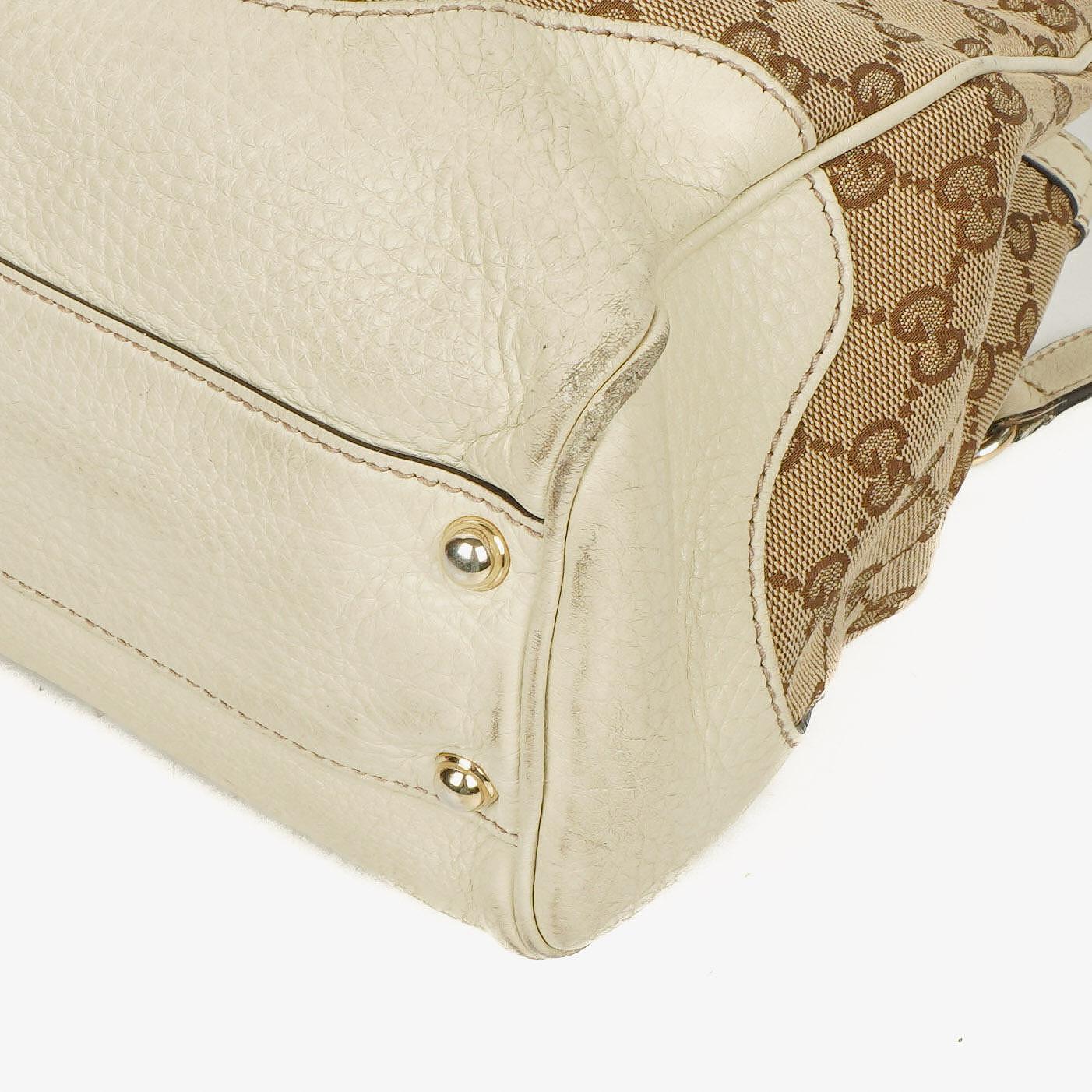 Gucci Monogram Canvas Ivory Diana Bamboo Top Handle Tote