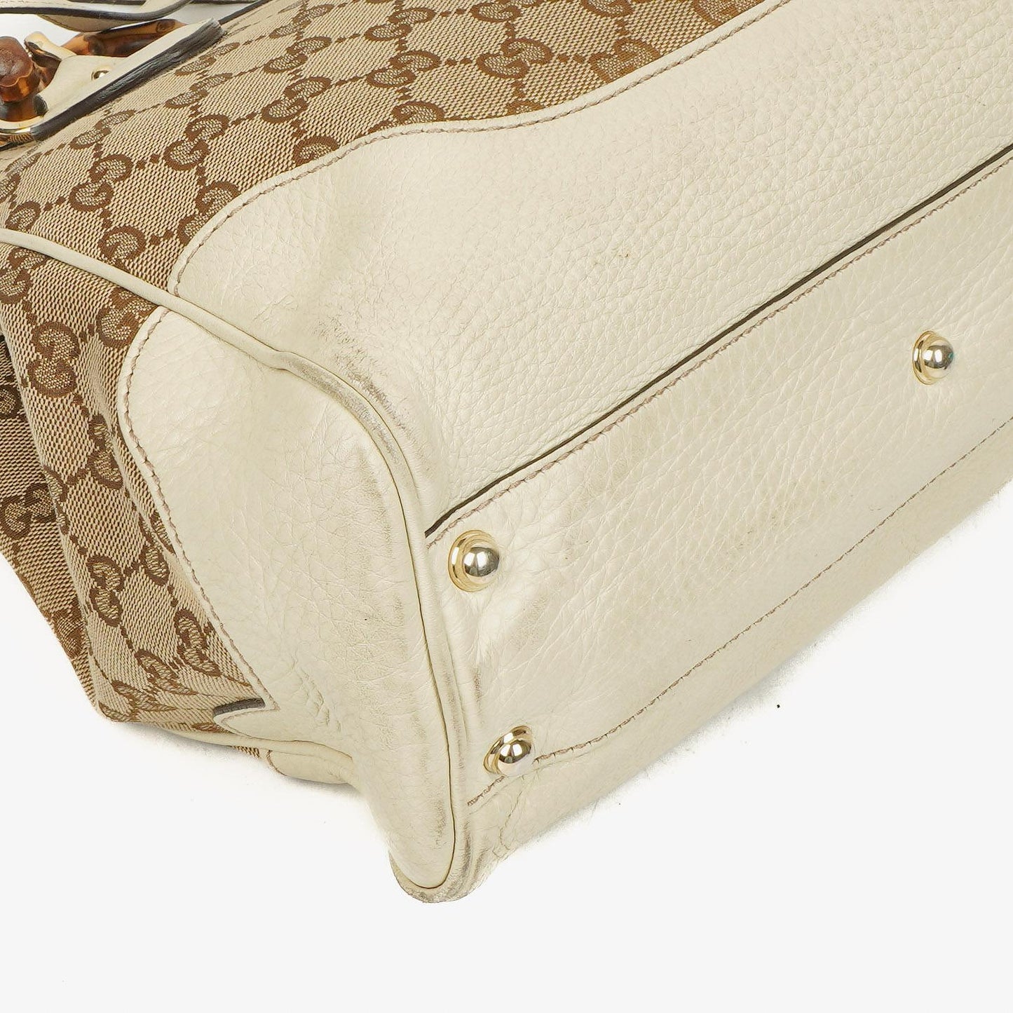 Gucci Monogram Canvas Ivory Diana Bamboo Top Handle Tote