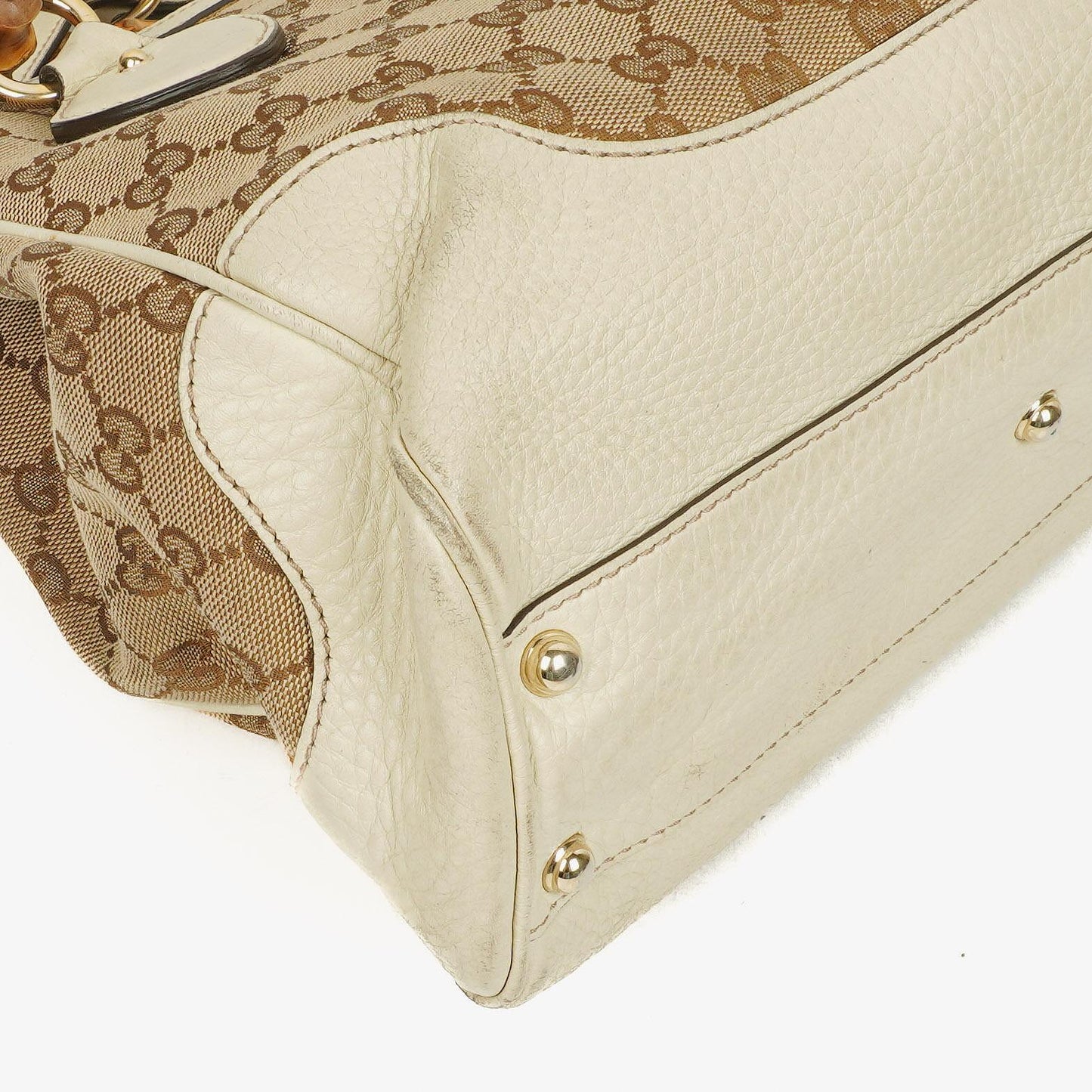 Gucci Monogram Canvas Ivory Diana Bamboo Top Handle Tote