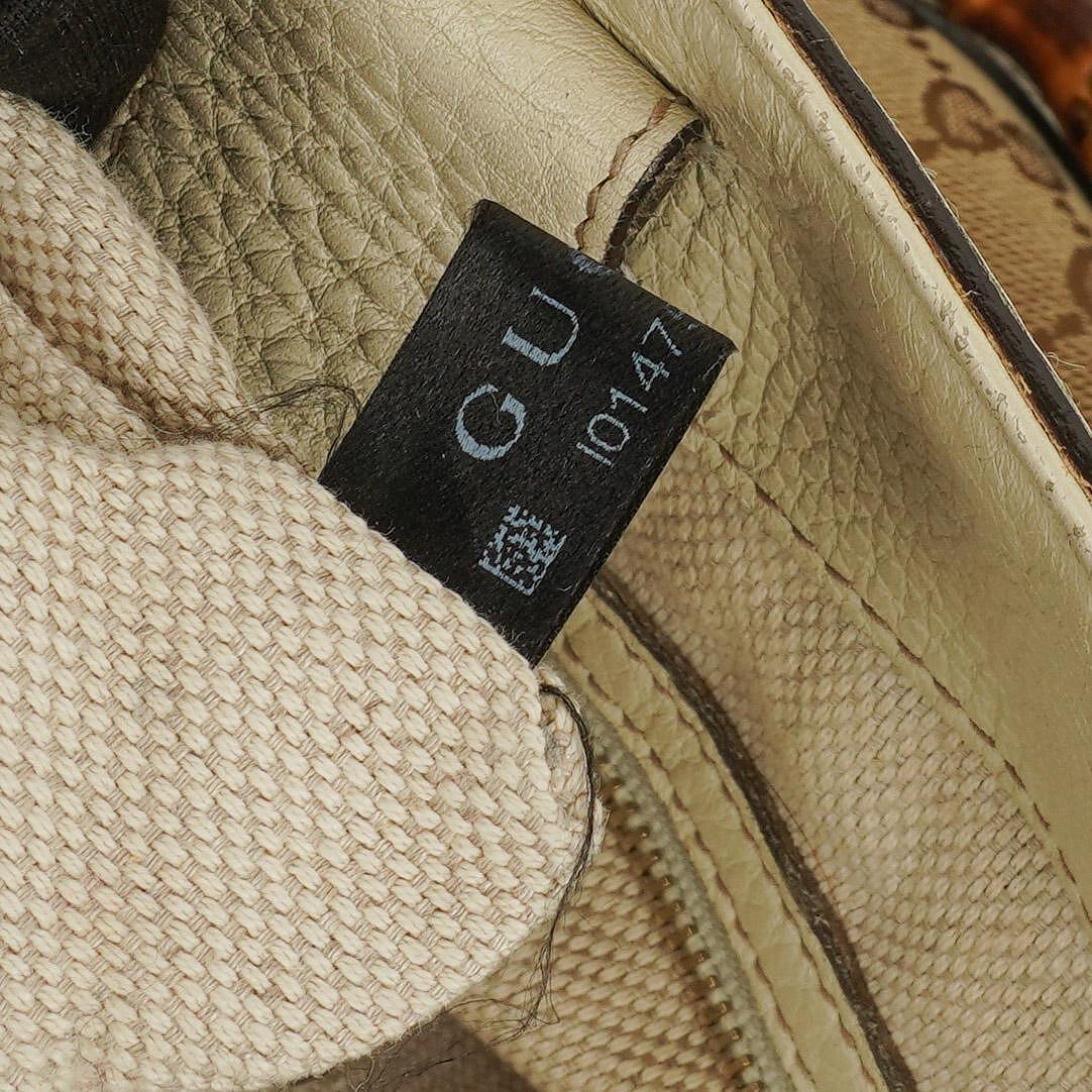Gucci Monogram Canvas Ivory Diana Bamboo Top Handle Tote