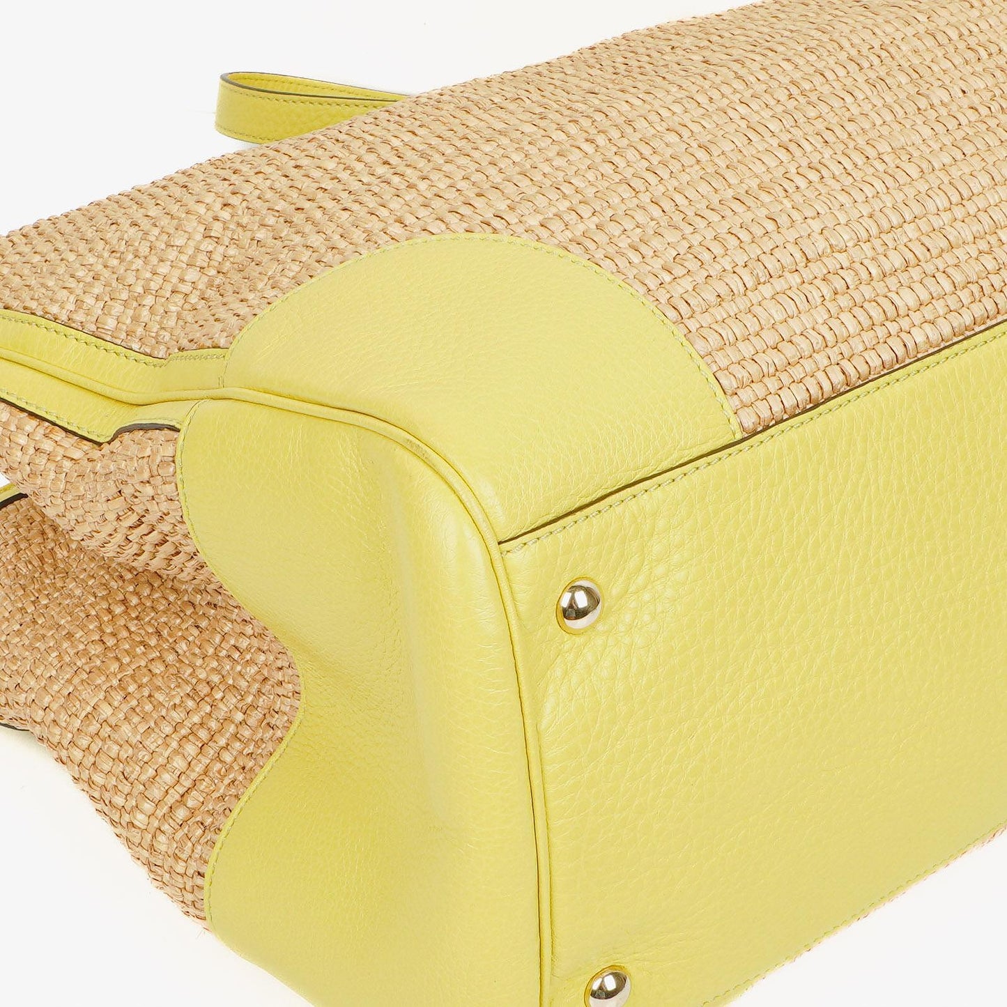 Gucci Natural Woven Straw and Leather Bamboo Shopper Tote Bag