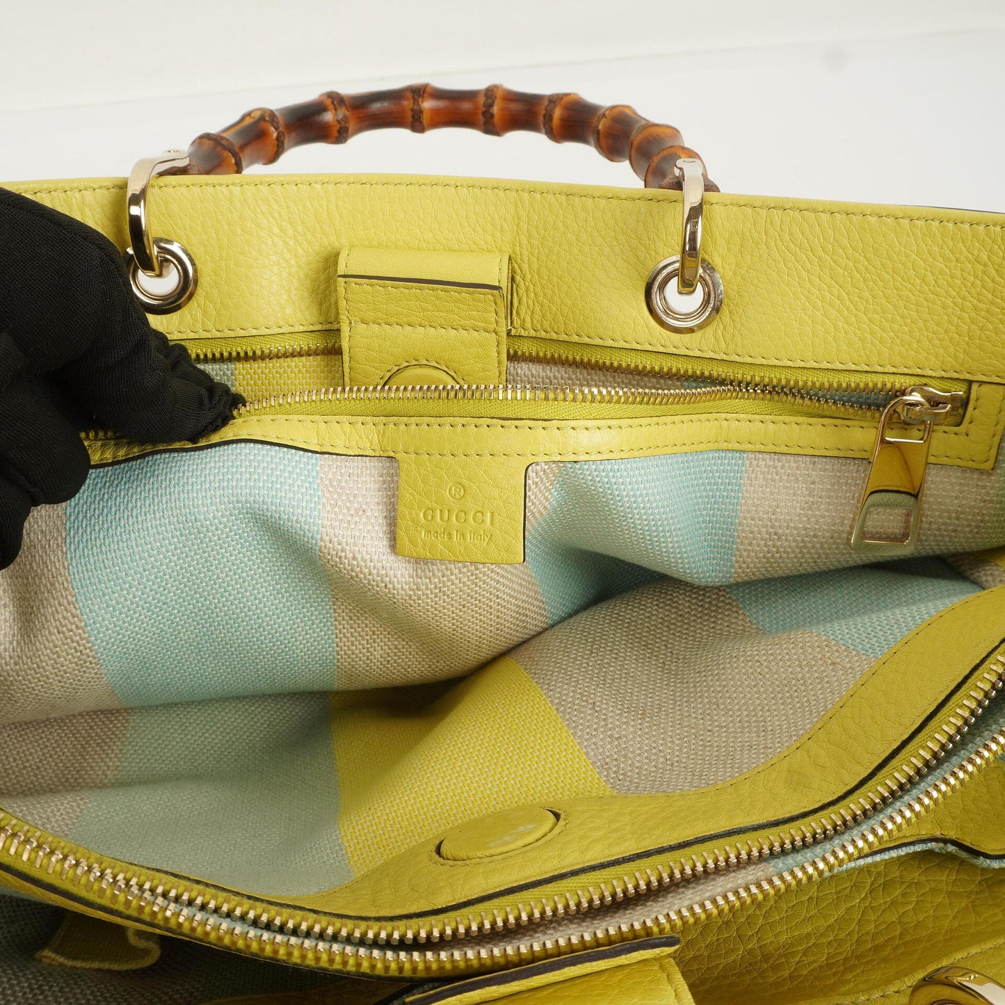 Gucci Natural Woven Straw and Leather Bamboo Shopper Tote Bag