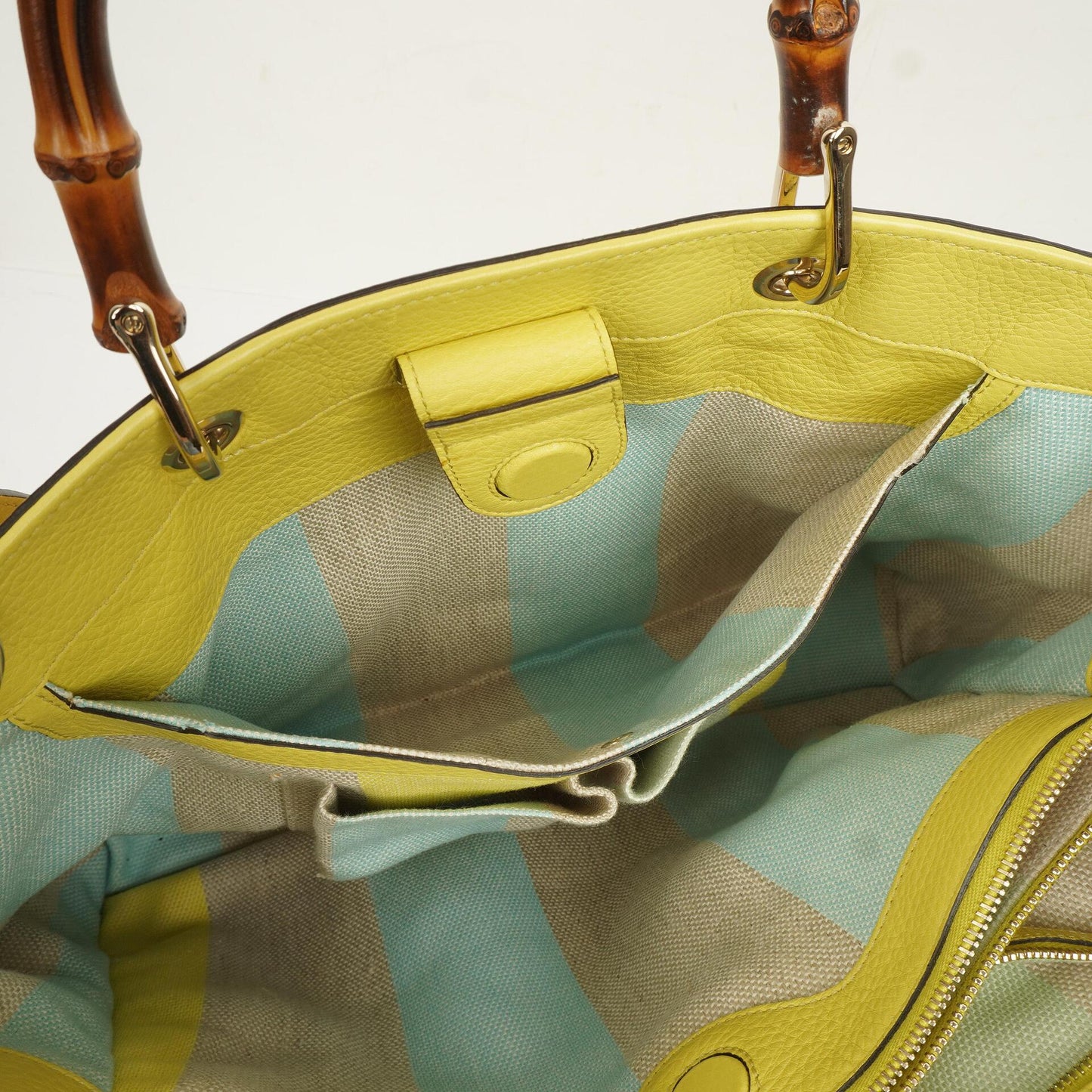 Gucci Natural Woven Straw and Leather Bamboo Shopper Tote Bag