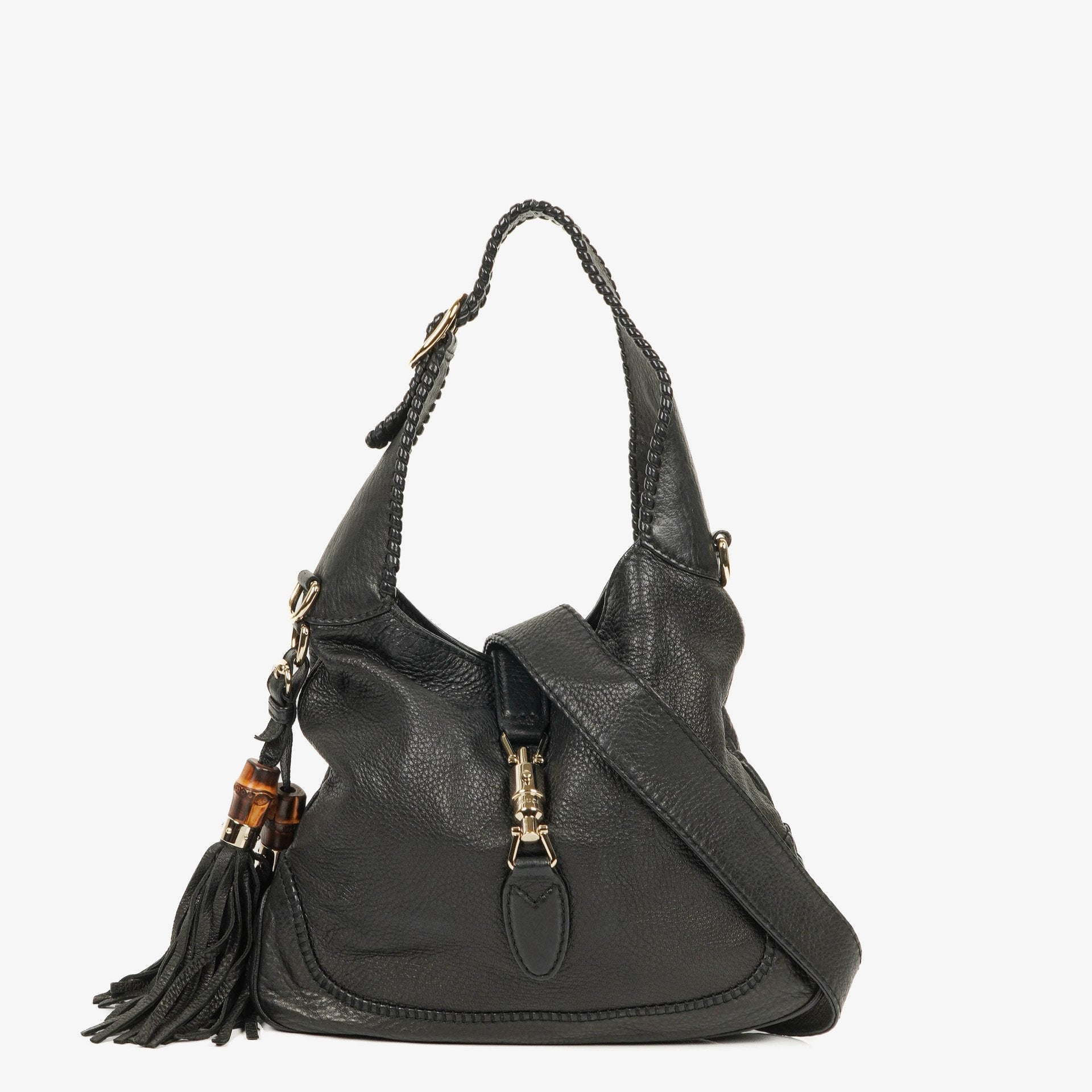 Gucci New Jackie Black Pebbled Leather Bag