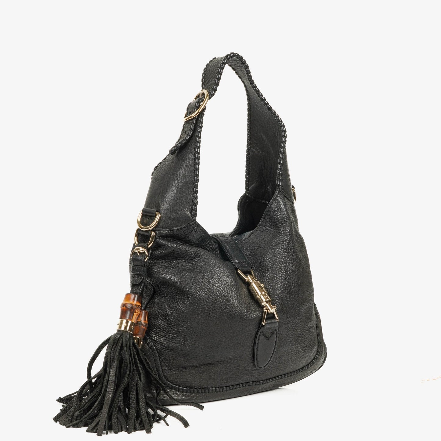 Gucci New Jackie Black Pebbled Leather Bag