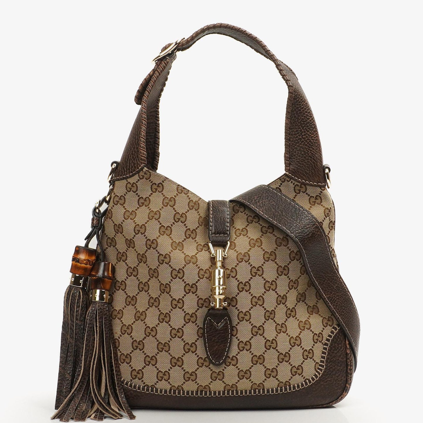 Gucci New Jackie Medium Hobo Bag Brown GG Monogram