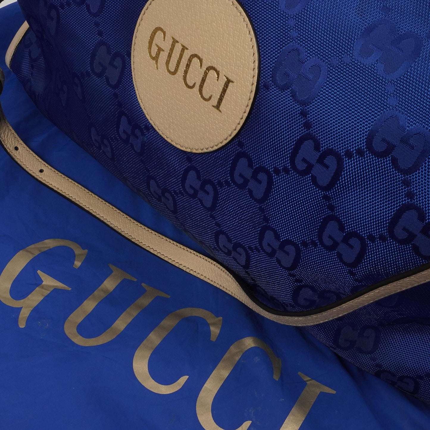Gucci Off The Grid Tote Bag Orient Blue GG Econyl Nylon Monogram Large