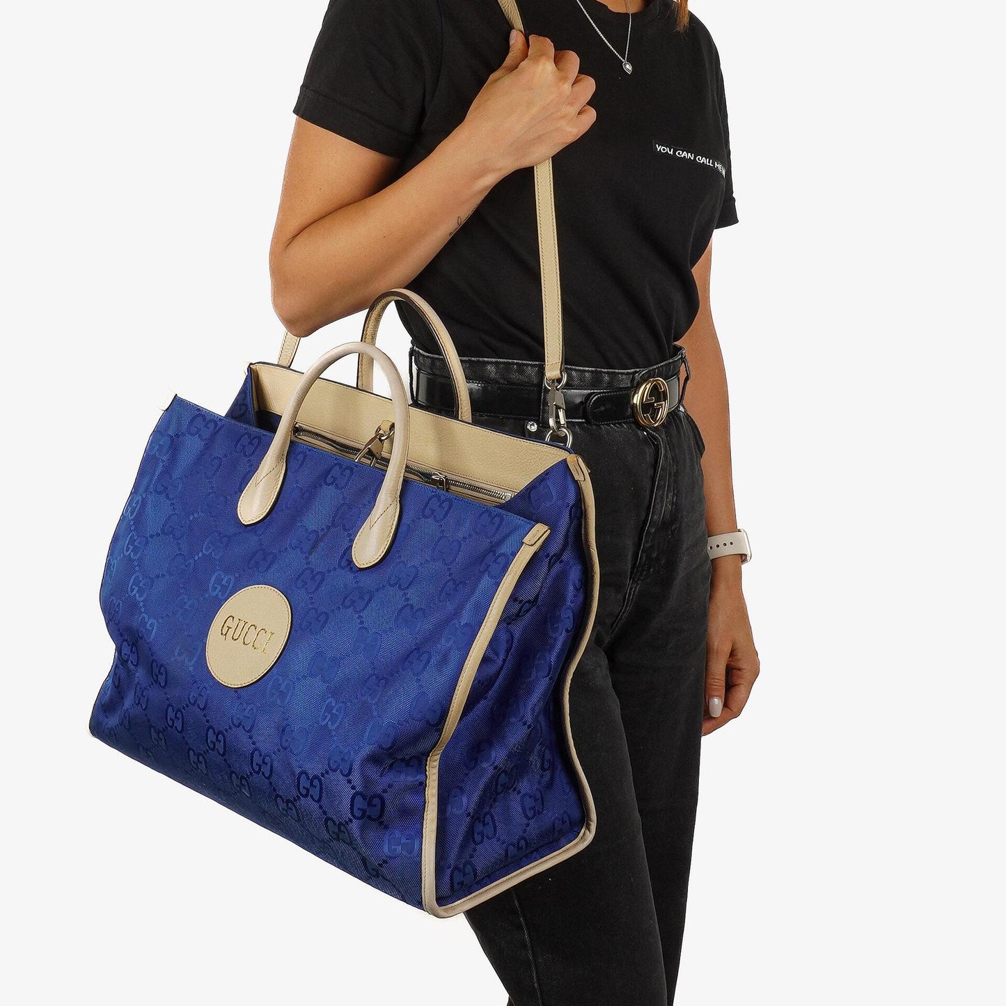Gucci Off The Grid Tote Bag Orient Blue GG Econyl Nylon Monogram Large