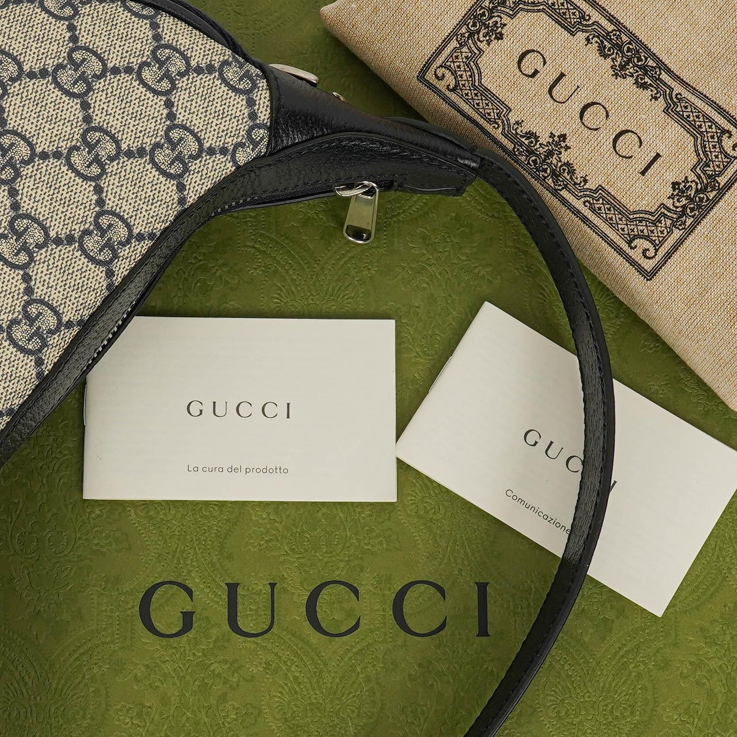 Gucci Ophidia GG Supreme Canvas And Navy Leather Mini Bag