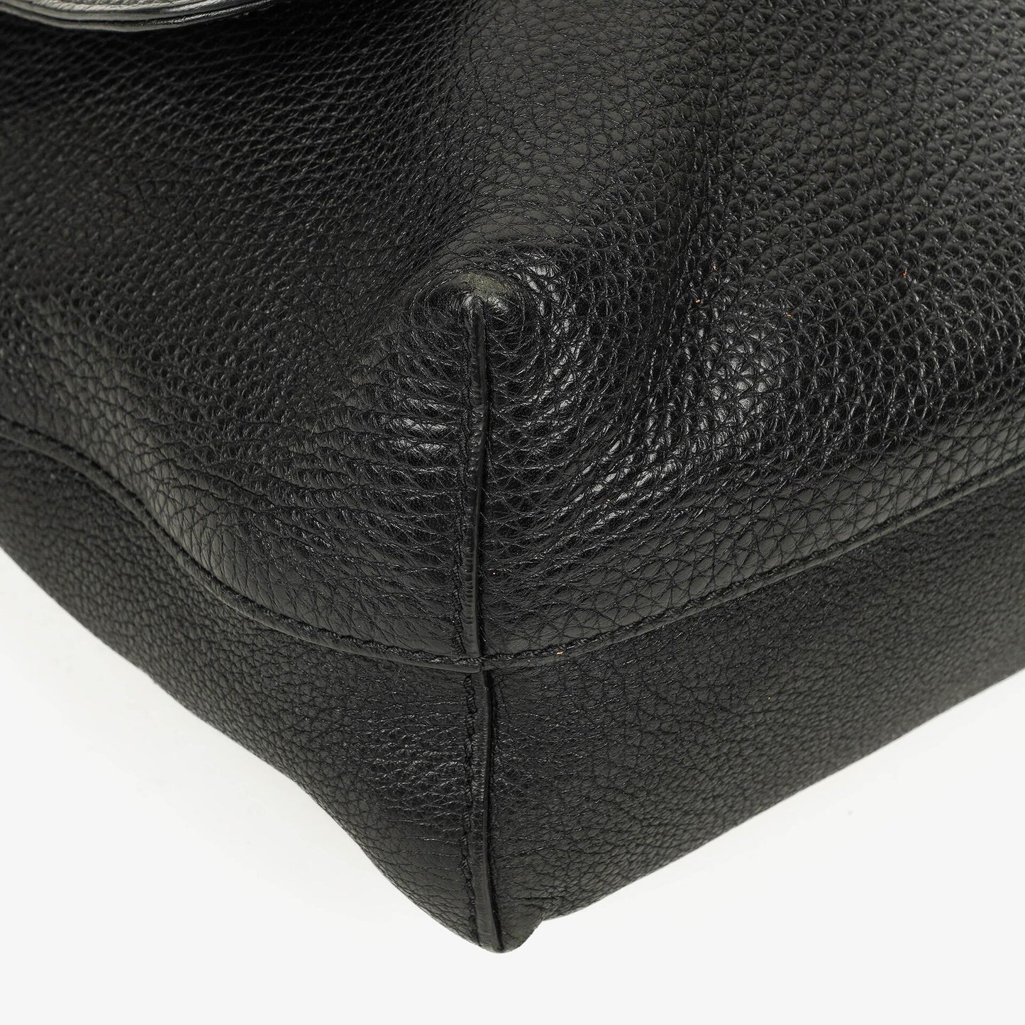 Gucci Pebbled Black Leather Messenger Bag