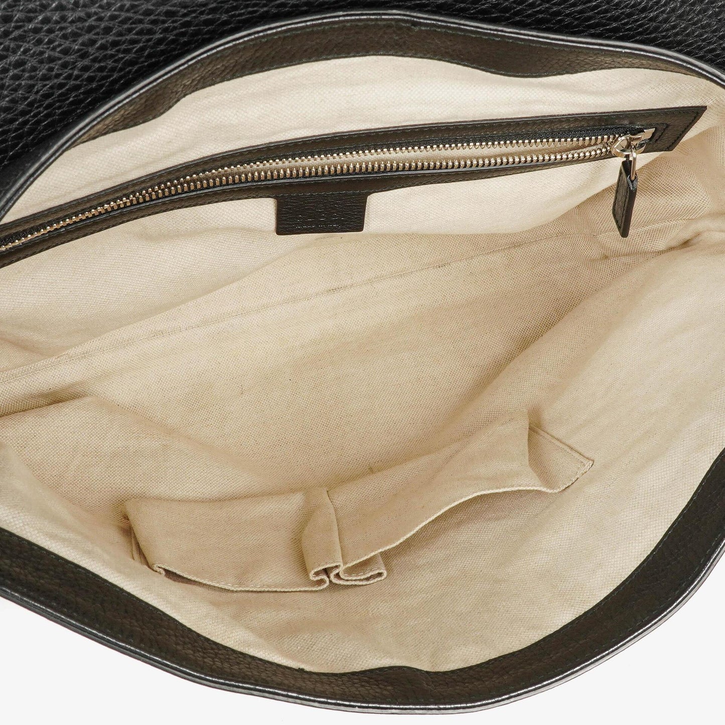 Gucci Pebbled Black Leather Messenger Bag