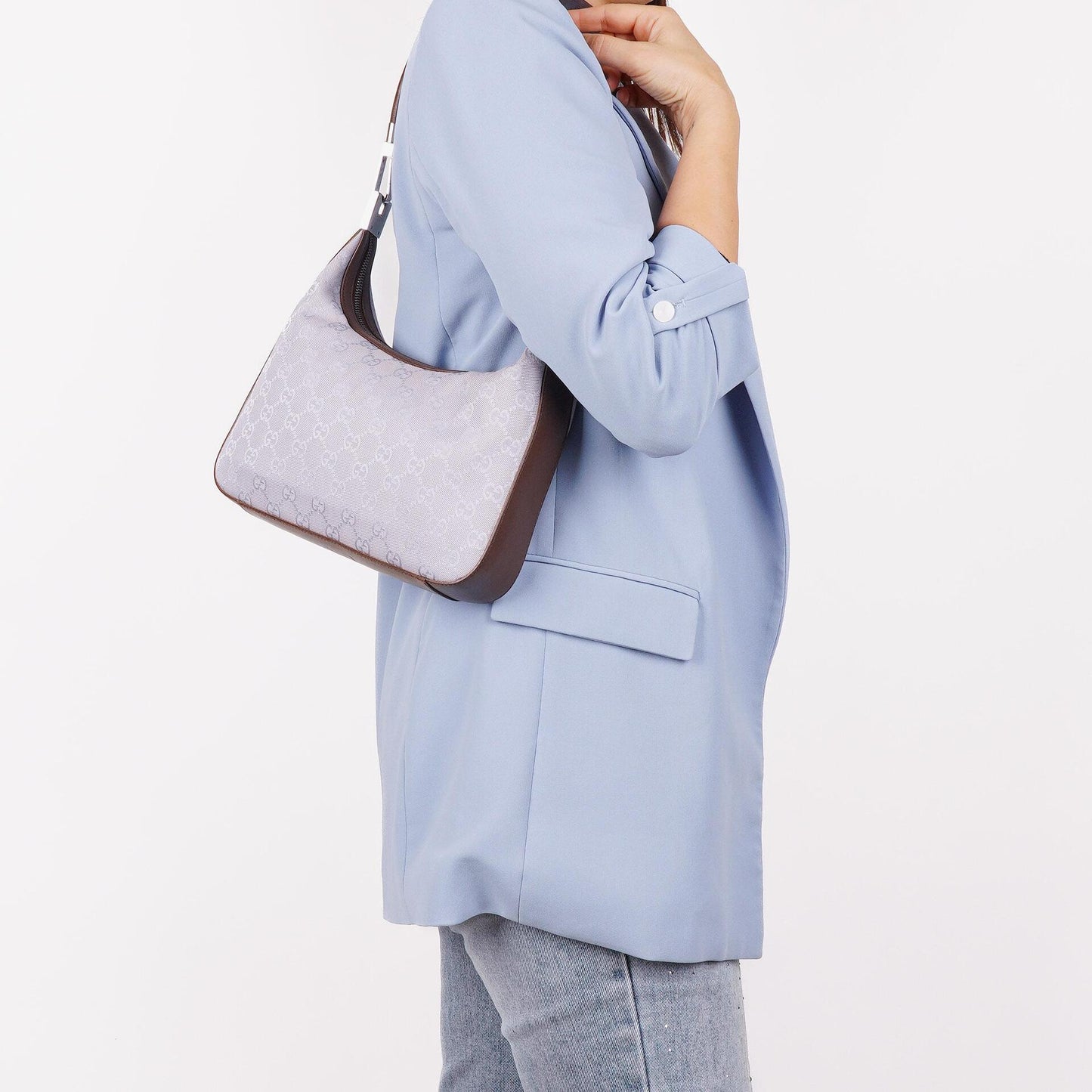 Gucci Purple GG Canvas Shoulder Hobo Bag