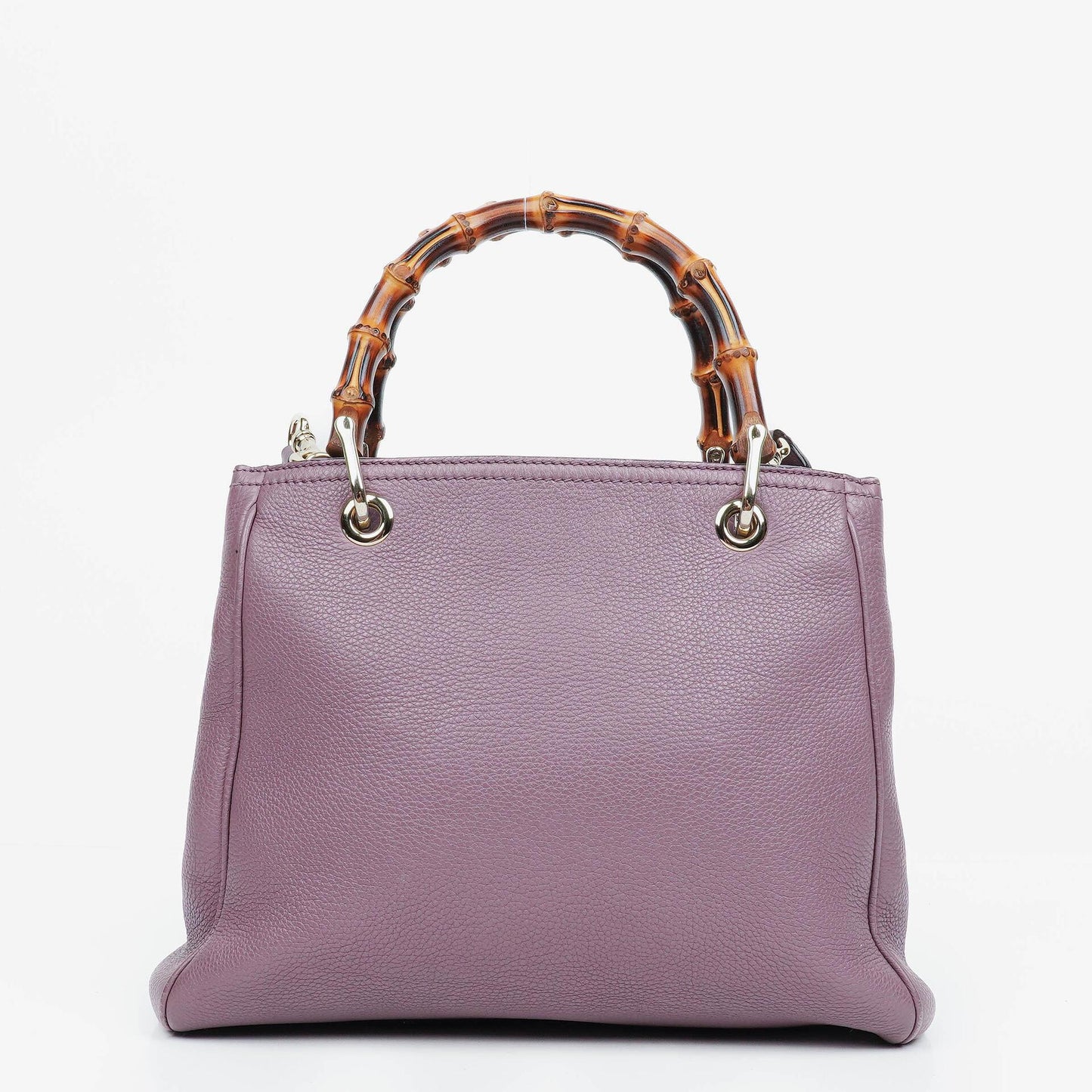 Gucci Purple Pebbled Calfskin Mini Bamboo Tote Bag