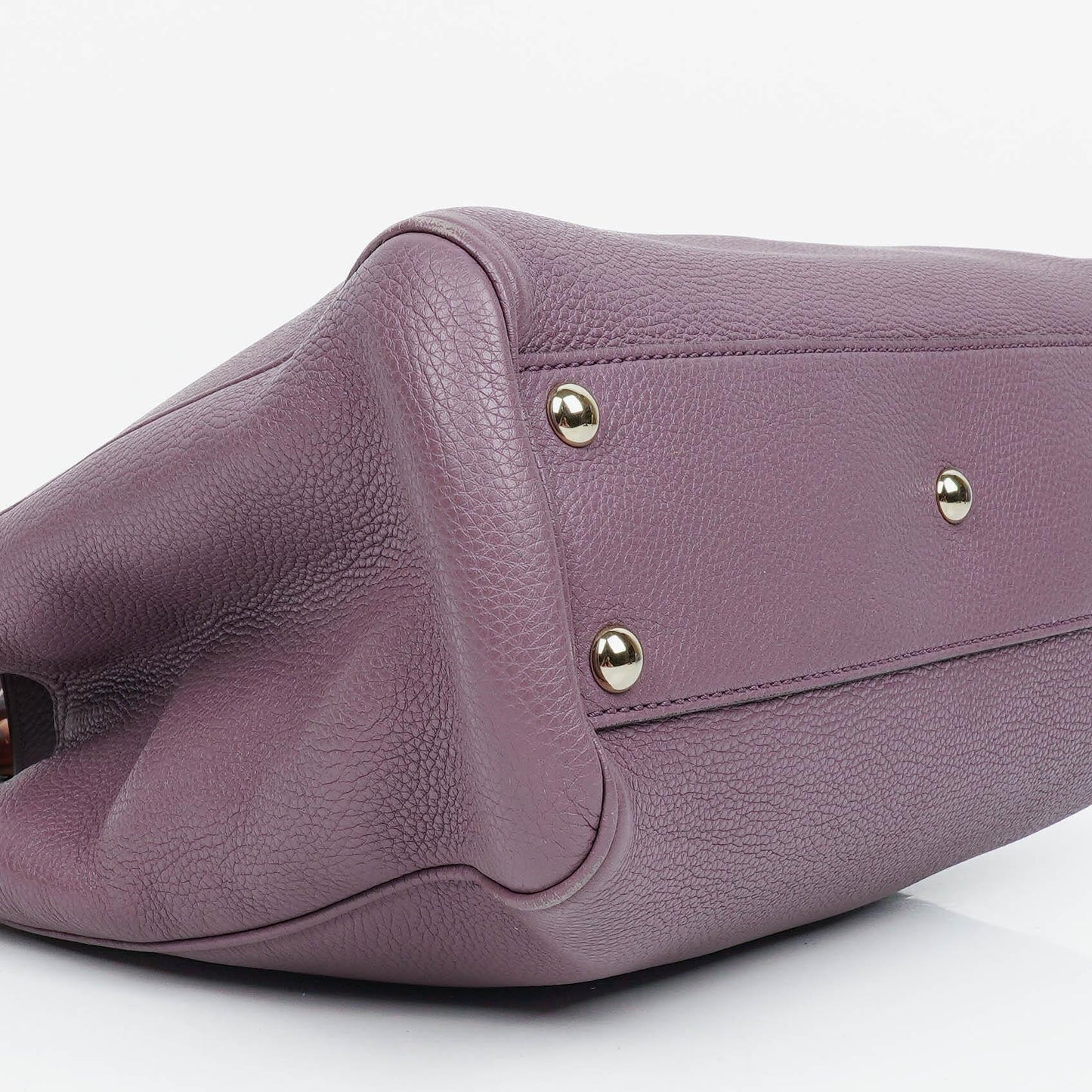 Gucci Purple Pebbled Calfskin Mini Bamboo Tote Bag