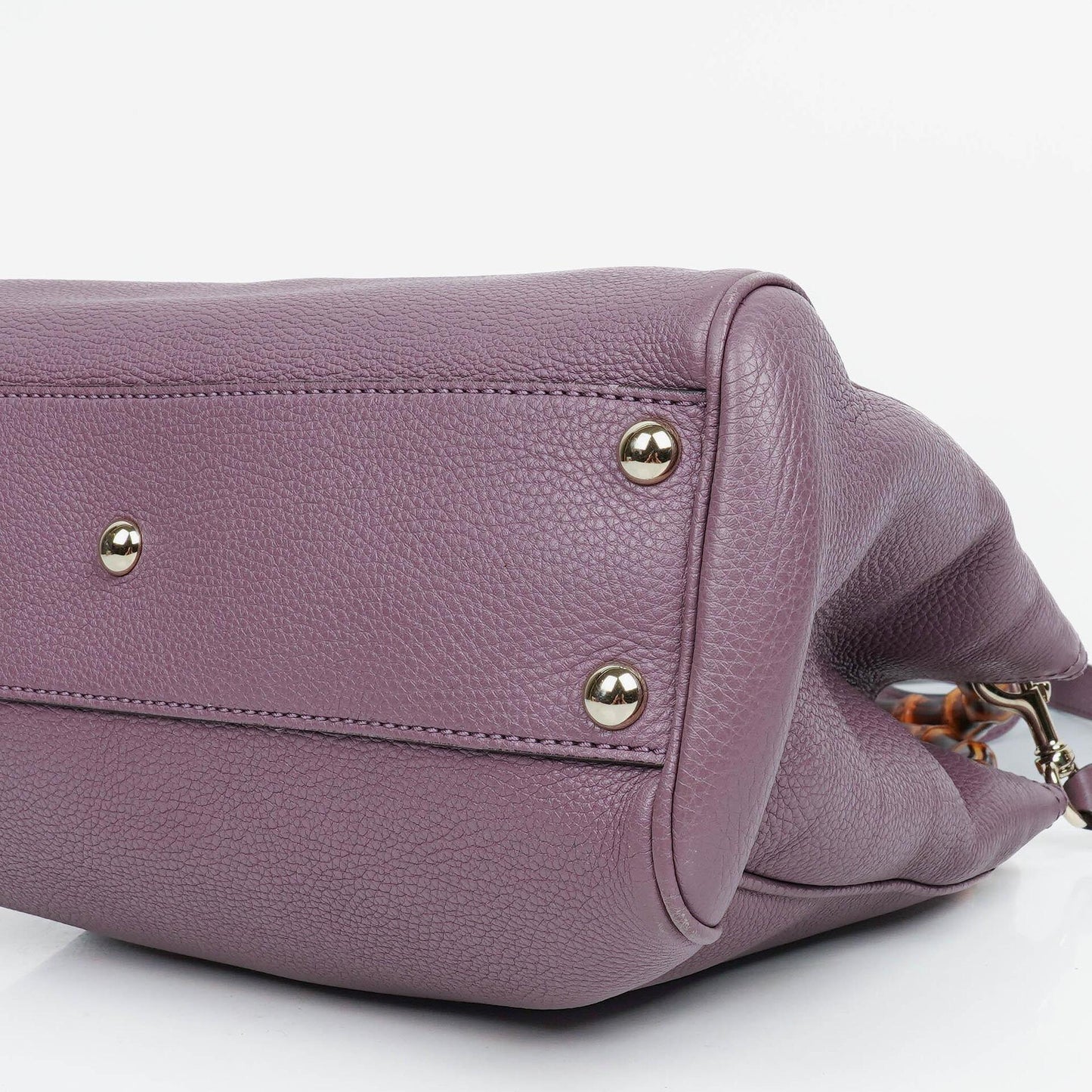 Gucci Purple Pebbled Calfskin Mini Bamboo Tote Bag