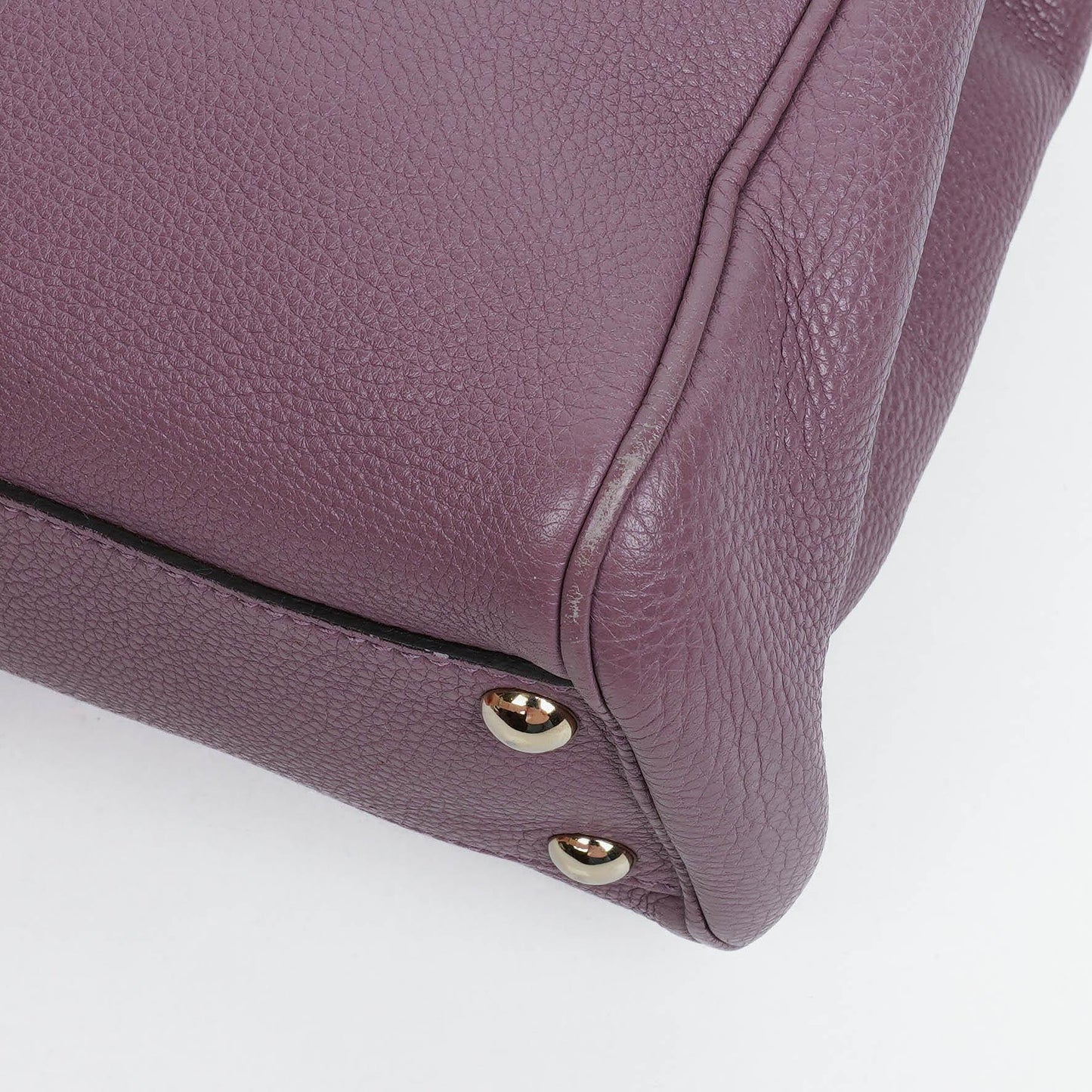 Gucci Purple Pebbled Calfskin Mini Bamboo Tote Bag