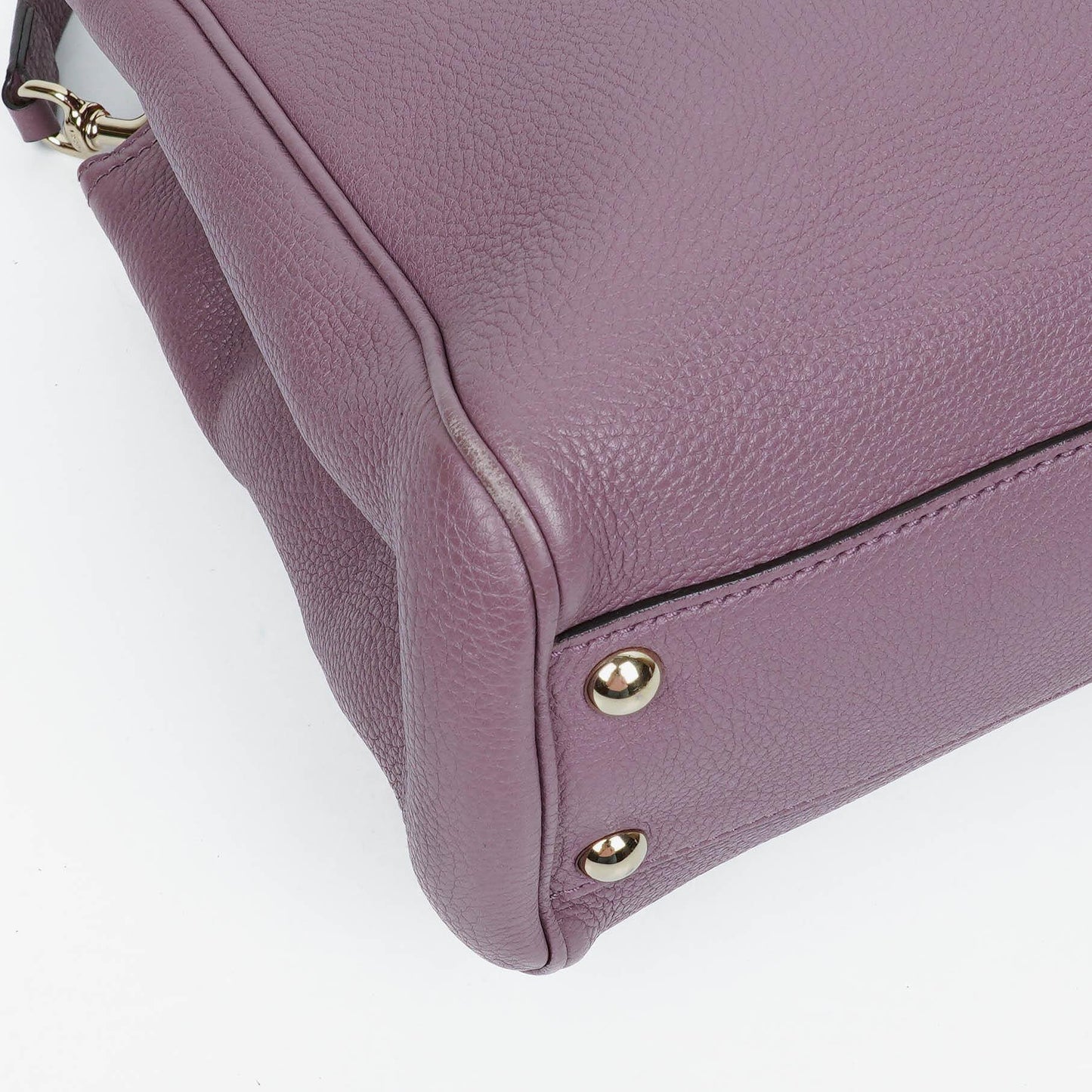 Gucci Purple Pebbled Calfskin Mini Bamboo Tote Bag