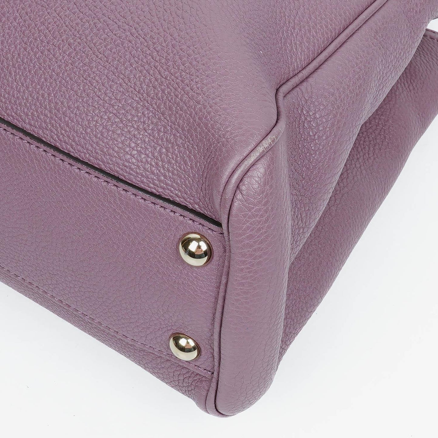 Gucci Purple Pebbled Calfskin Mini Bamboo Tote Bag