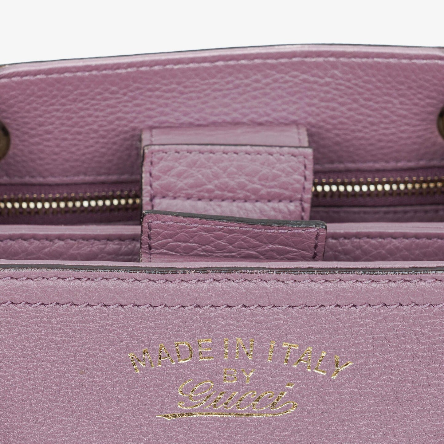 Gucci Purple Pebbled Calfskin Mini Bamboo Tote Bag