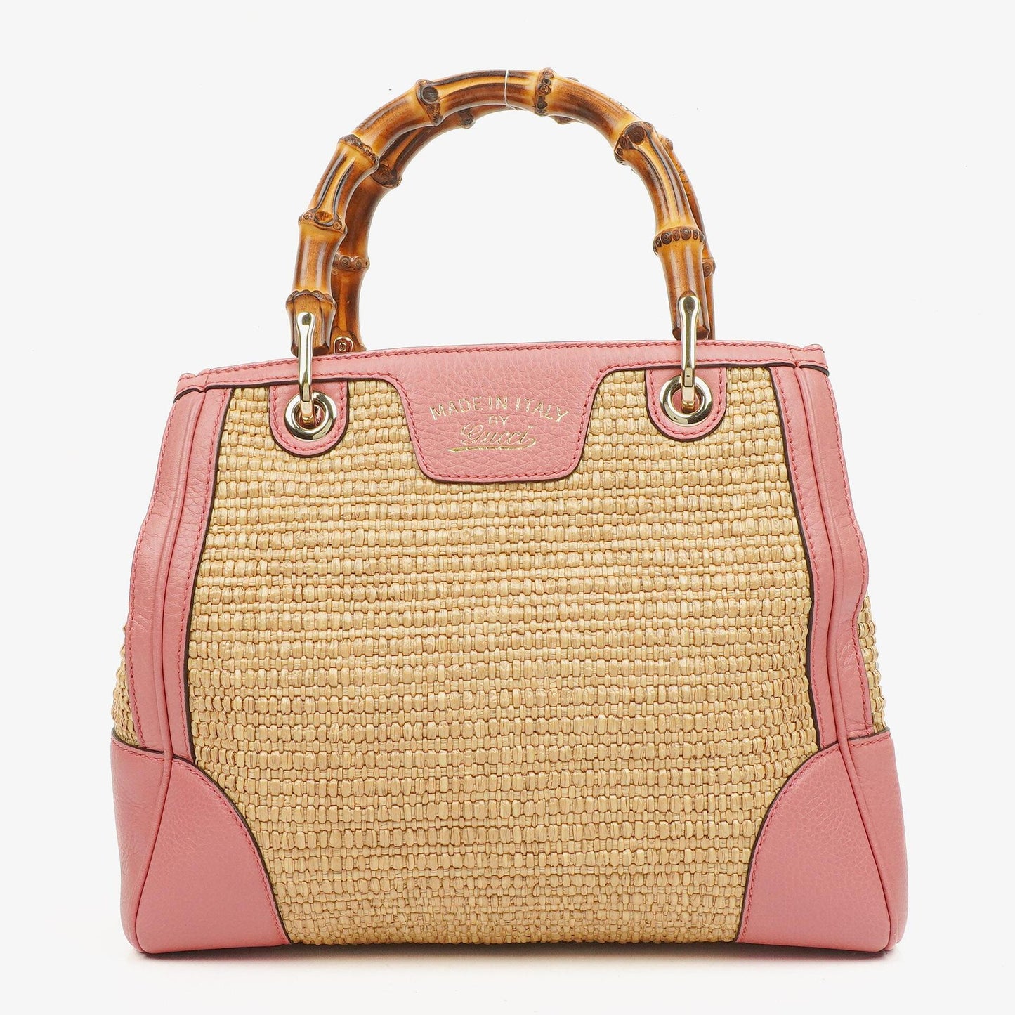 Gucci Shopper Bamboo Raffia Tote Bag