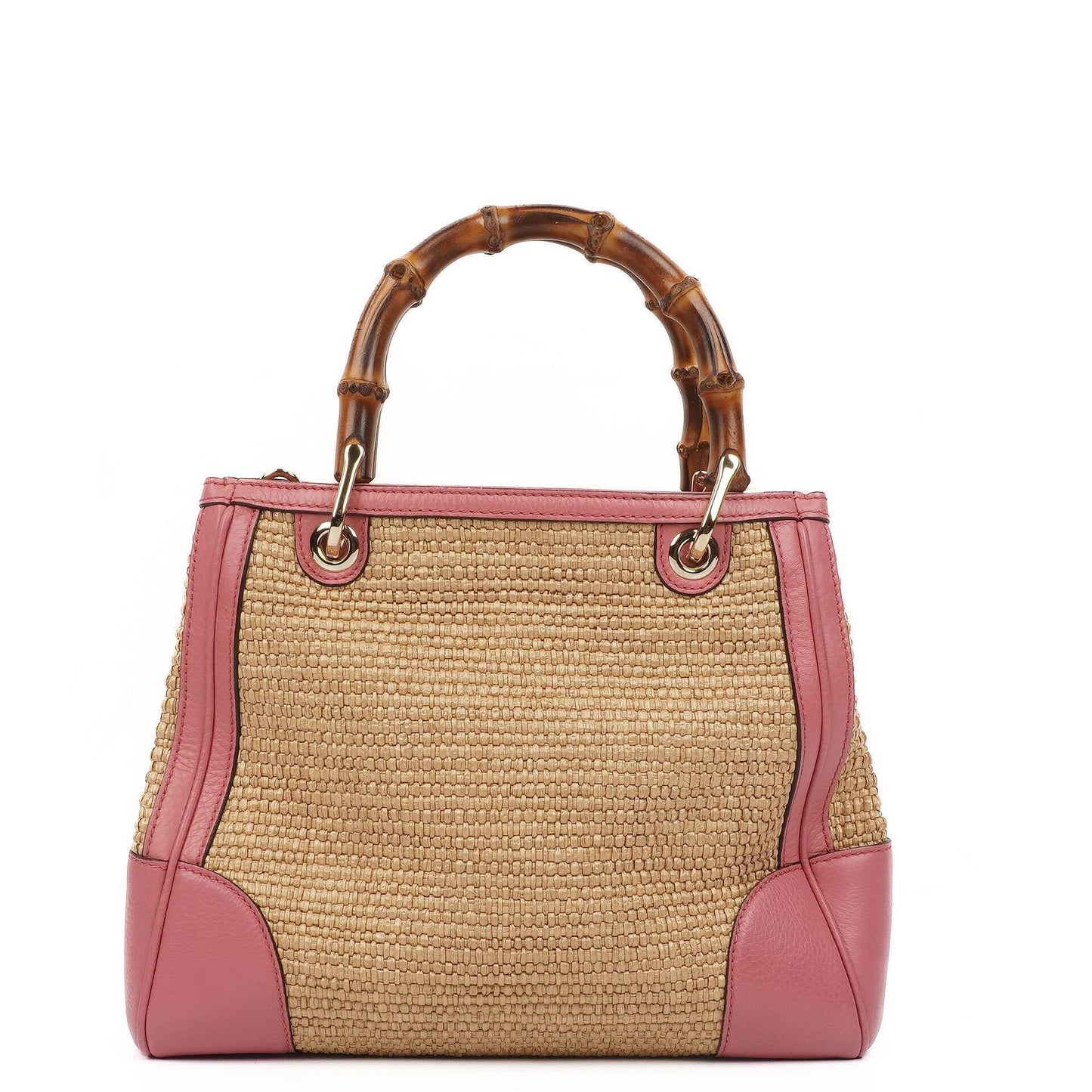 Gucci Shopper Bamboo Raffia Tote Bag