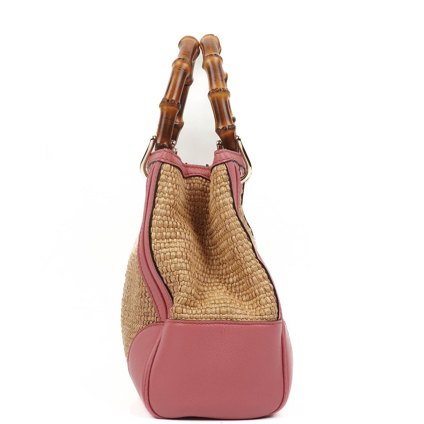 Gucci Shopper Bamboo Raffia Tote Bag
