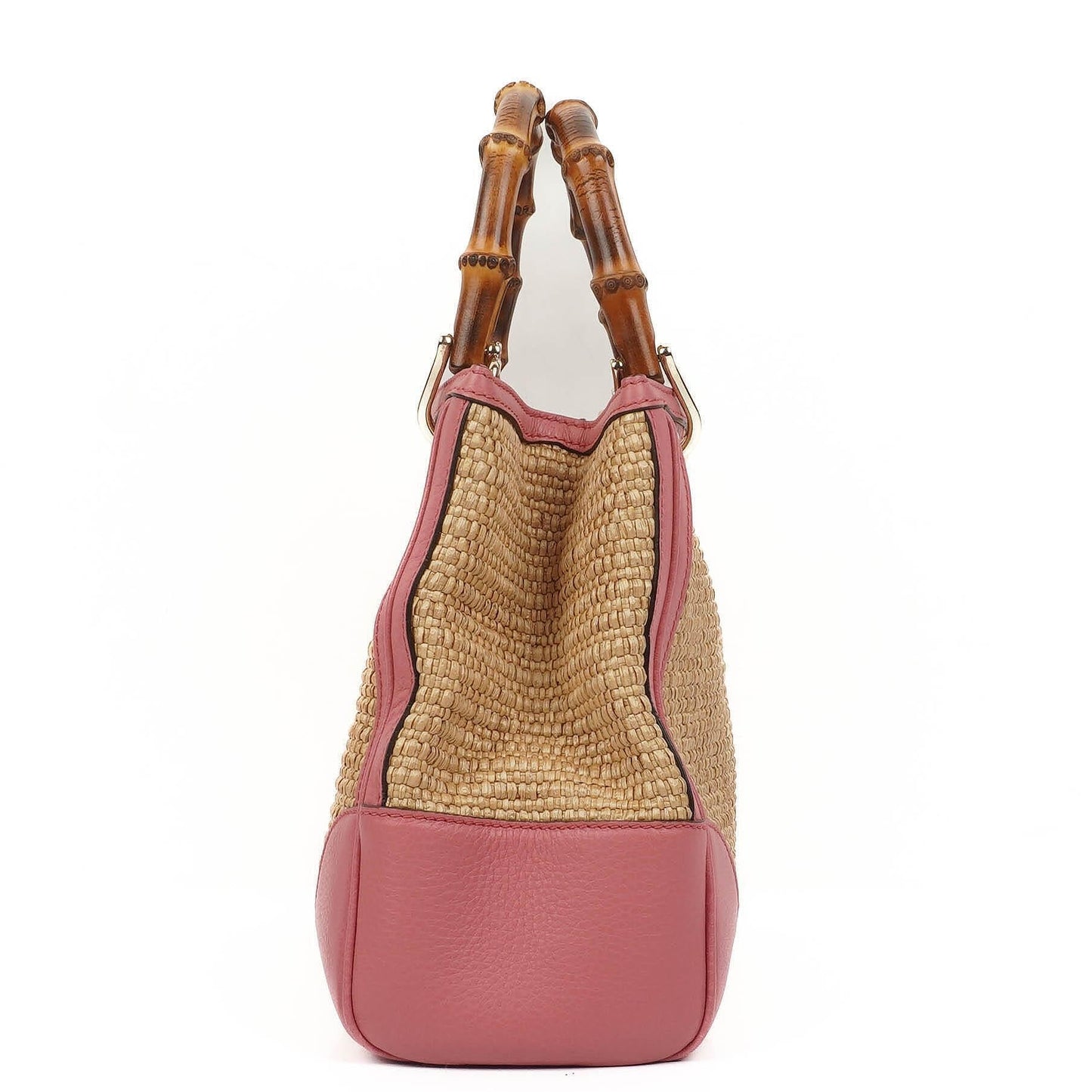 Gucci Shopper Bamboo Raffia Tote Bag