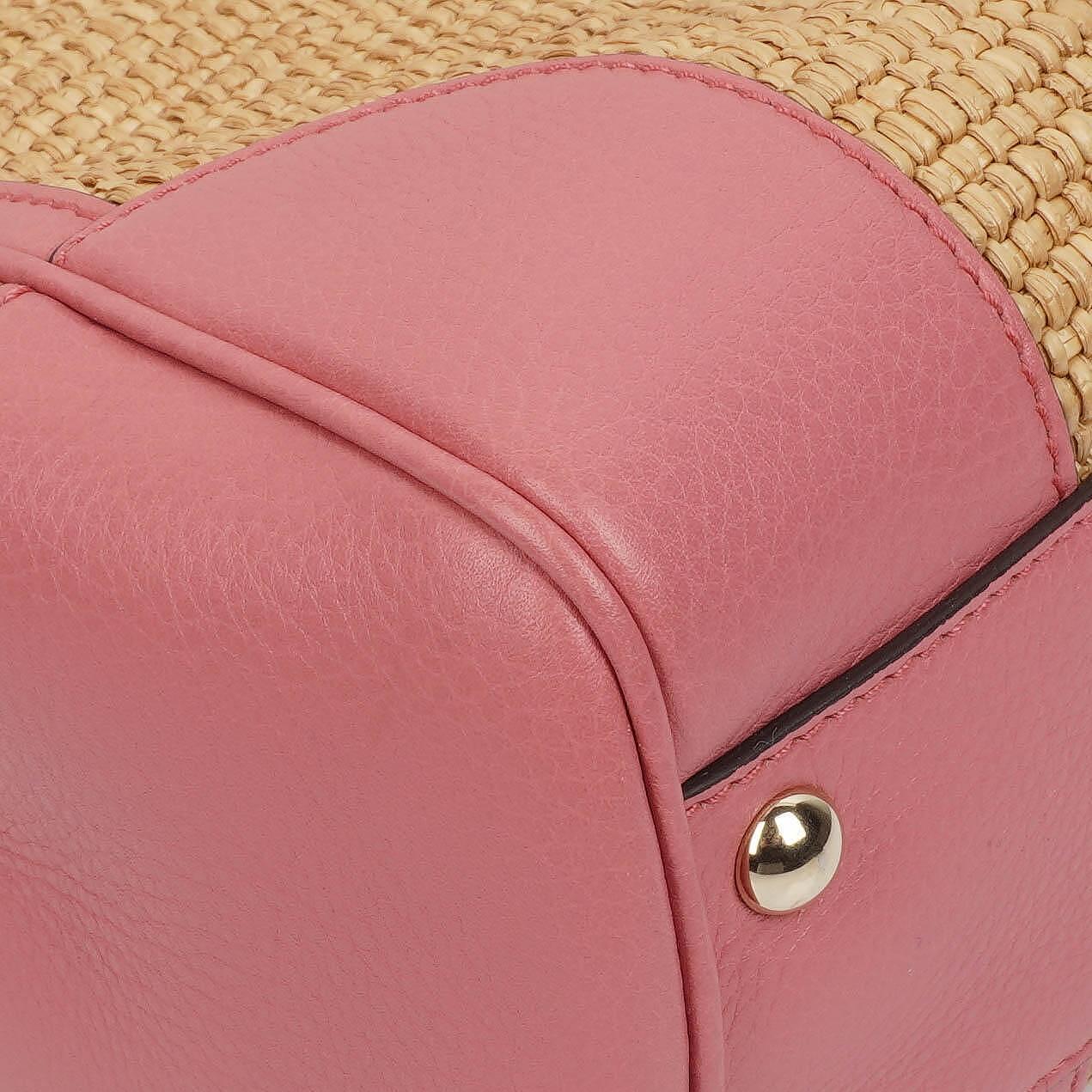 Gucci Shopper Bamboo Raffia Tote Bag