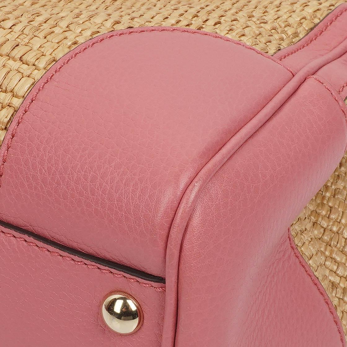 Gucci Shopper Bamboo Raffia Tote Bag