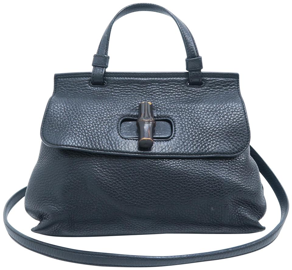 Gucci Bamboo Black Leather Calfskin Tote