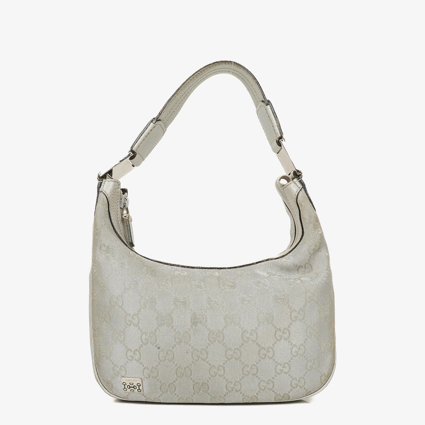 Gucci Silver Metallic Canvas Hobo Bag