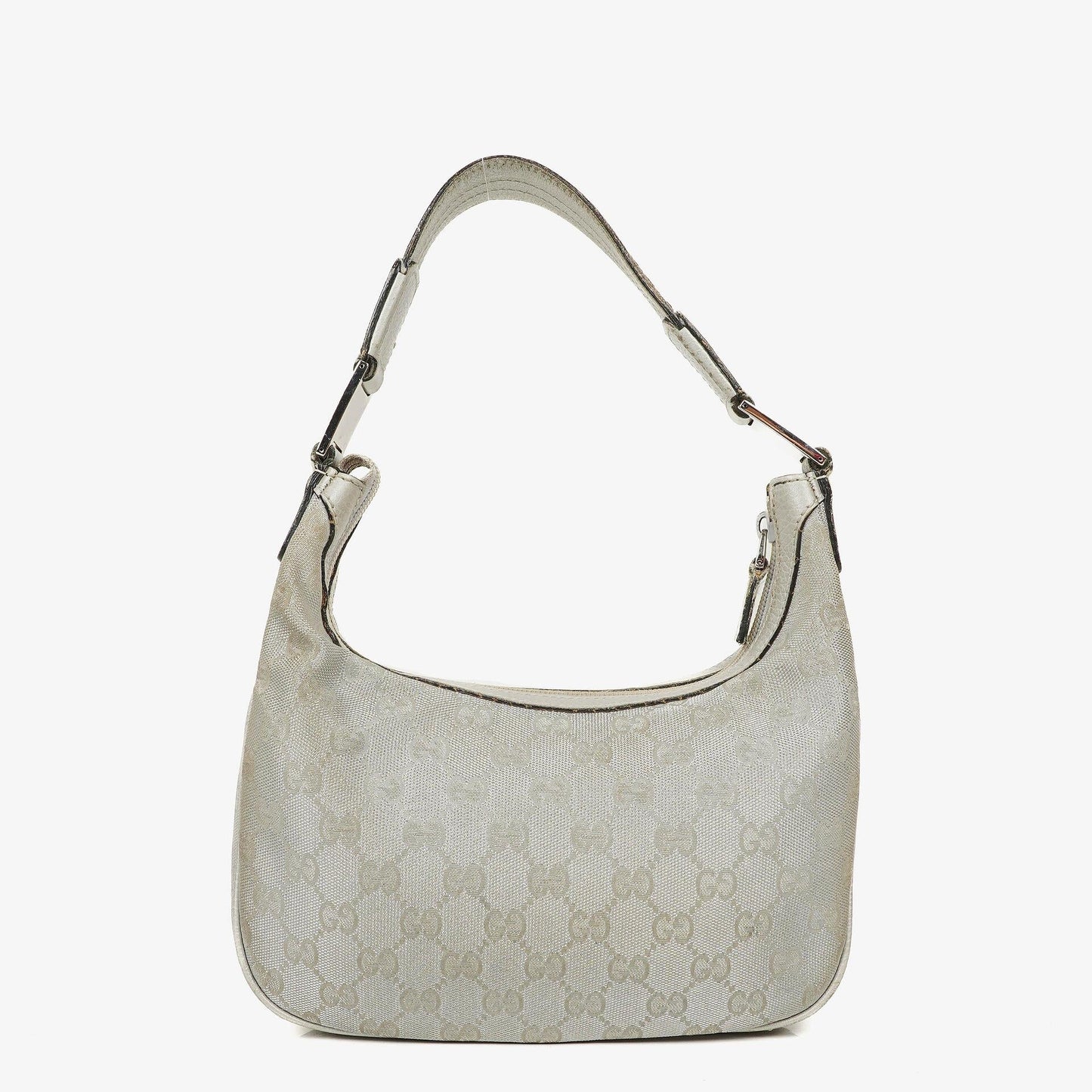Gucci Silver Metallic Canvas Hobo Bag