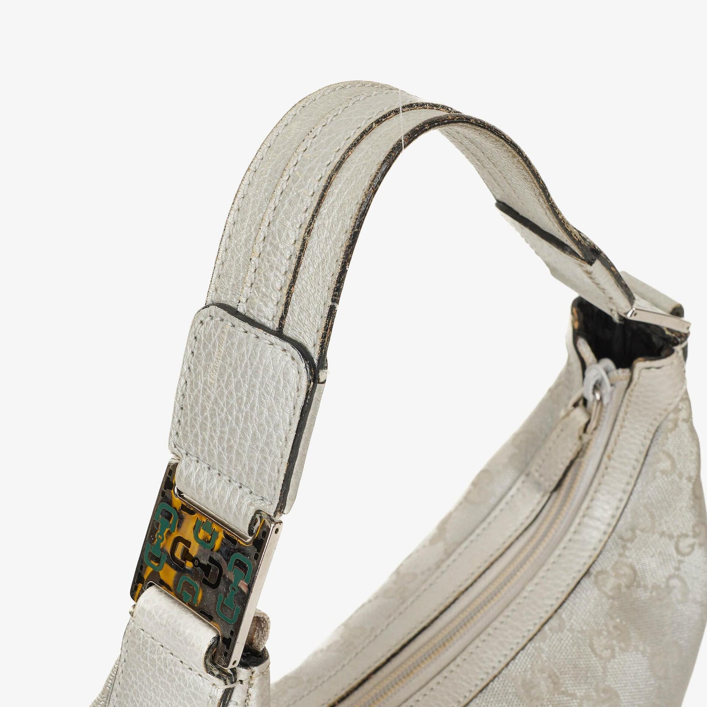 Gucci Silver Metallic Canvas Hobo Bag