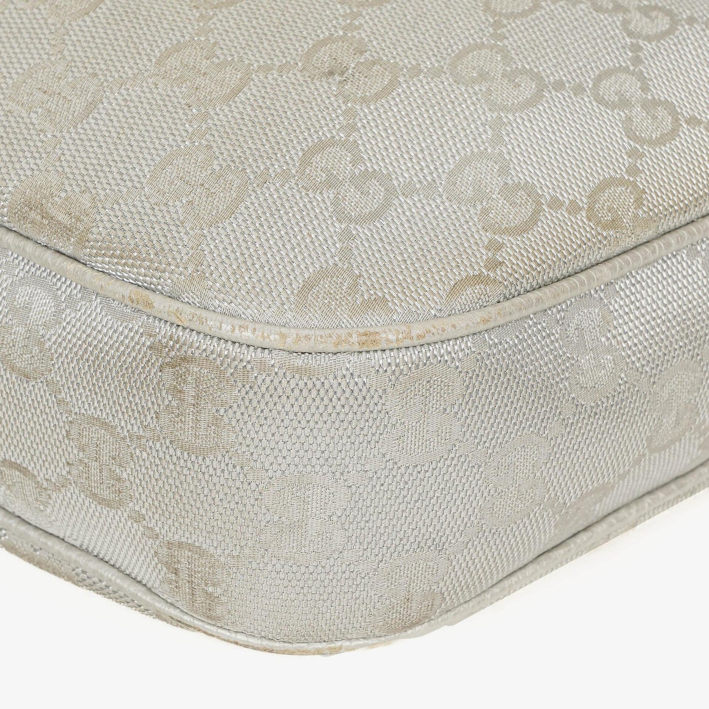 Gucci Silver Metallic Canvas Hobo Bag