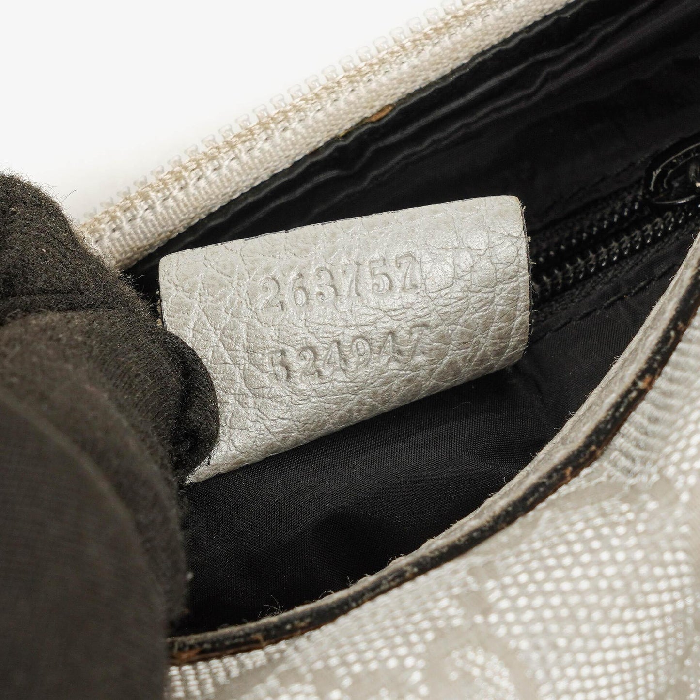 Gucci Silver Metallic Canvas Hobo Bag