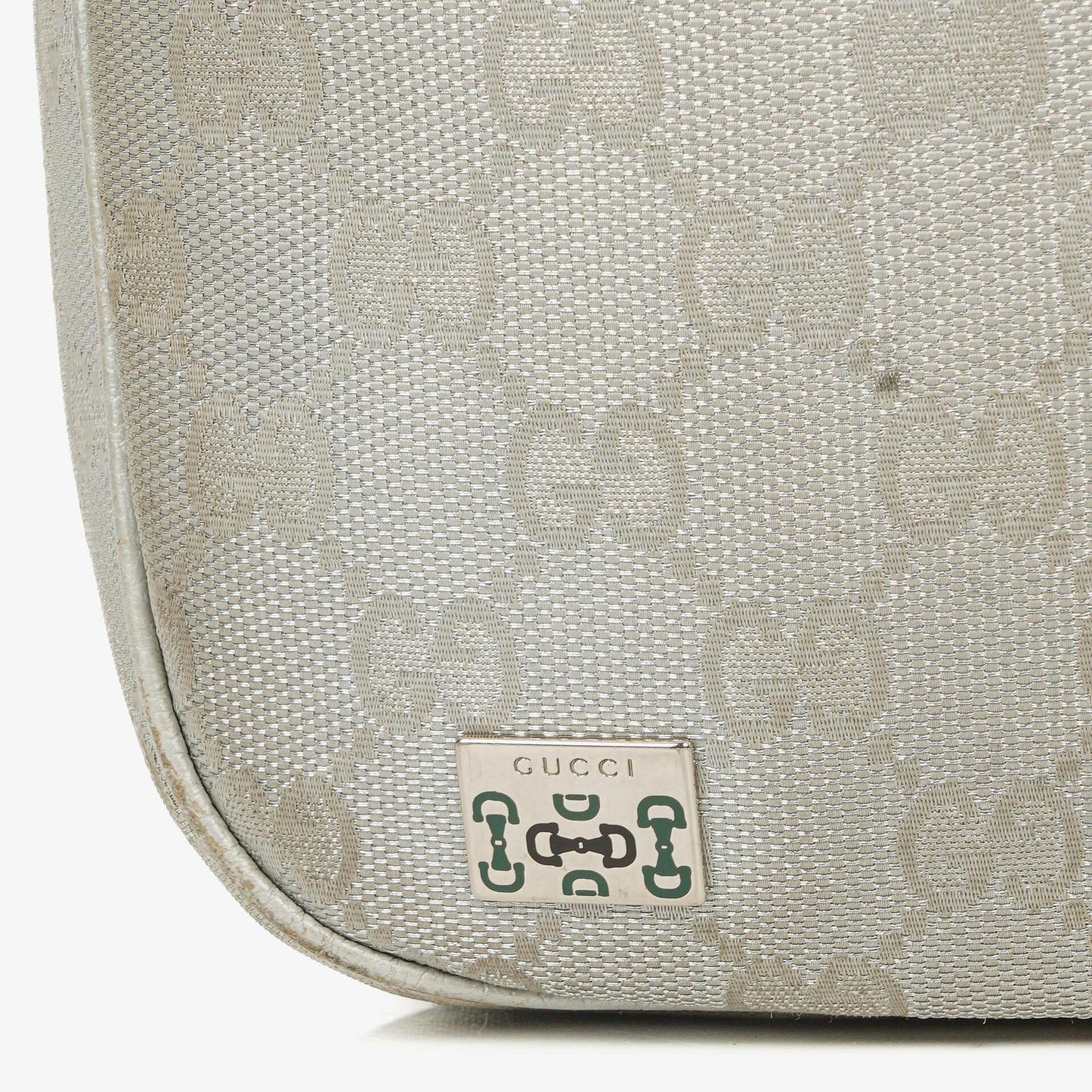 Gucci Silver Metallic Canvas Hobo Bag