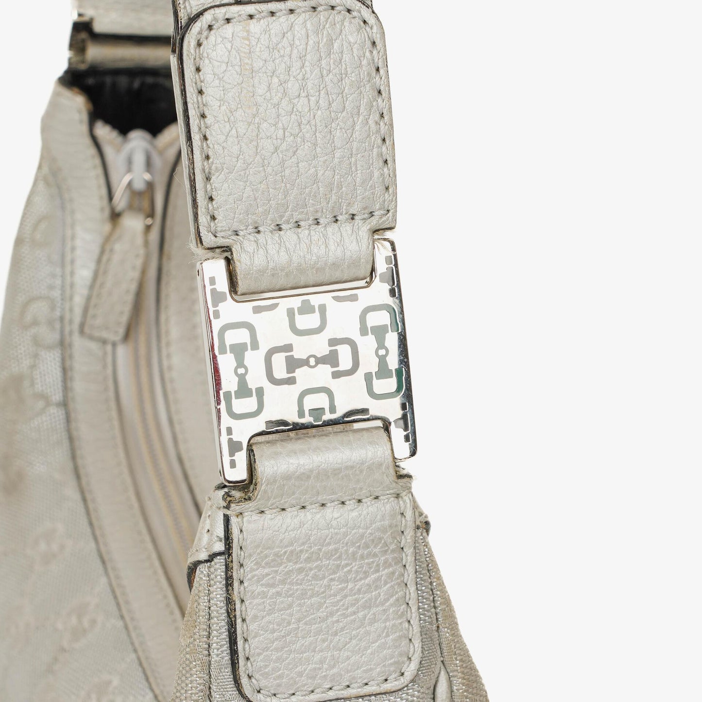 Gucci Silver Metallic Canvas Hobo Bag