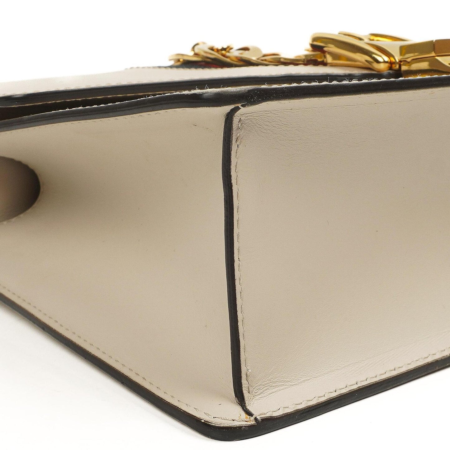Gucci Small Sylvie Web Stripe Flap Shoulder Bag Ivory Off White Calfskin