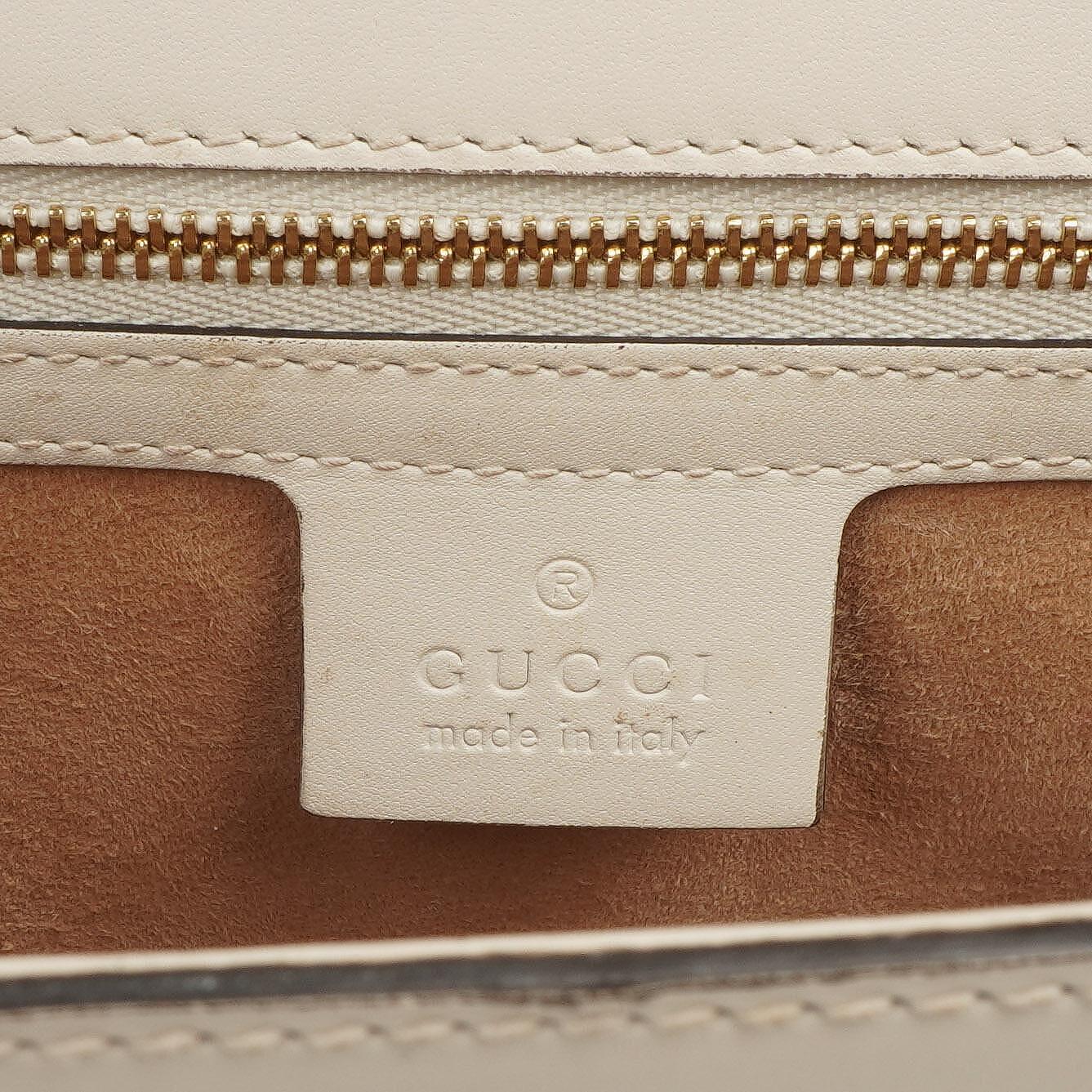 Gucci Small Sylvie Web Stripe Flap Shoulder Bag Ivory Off White Calfskin